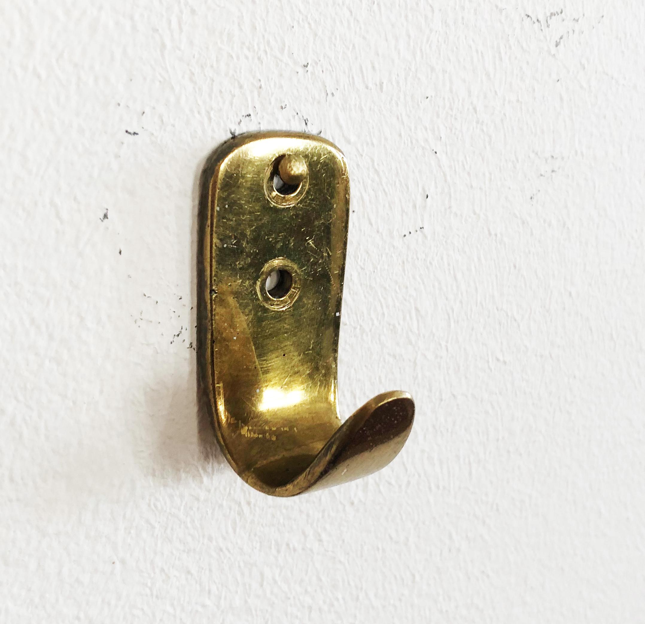 Brass Coat Wall Hooks by Carl Auböck, Set of 2 In Good Condition In Vienna, AT