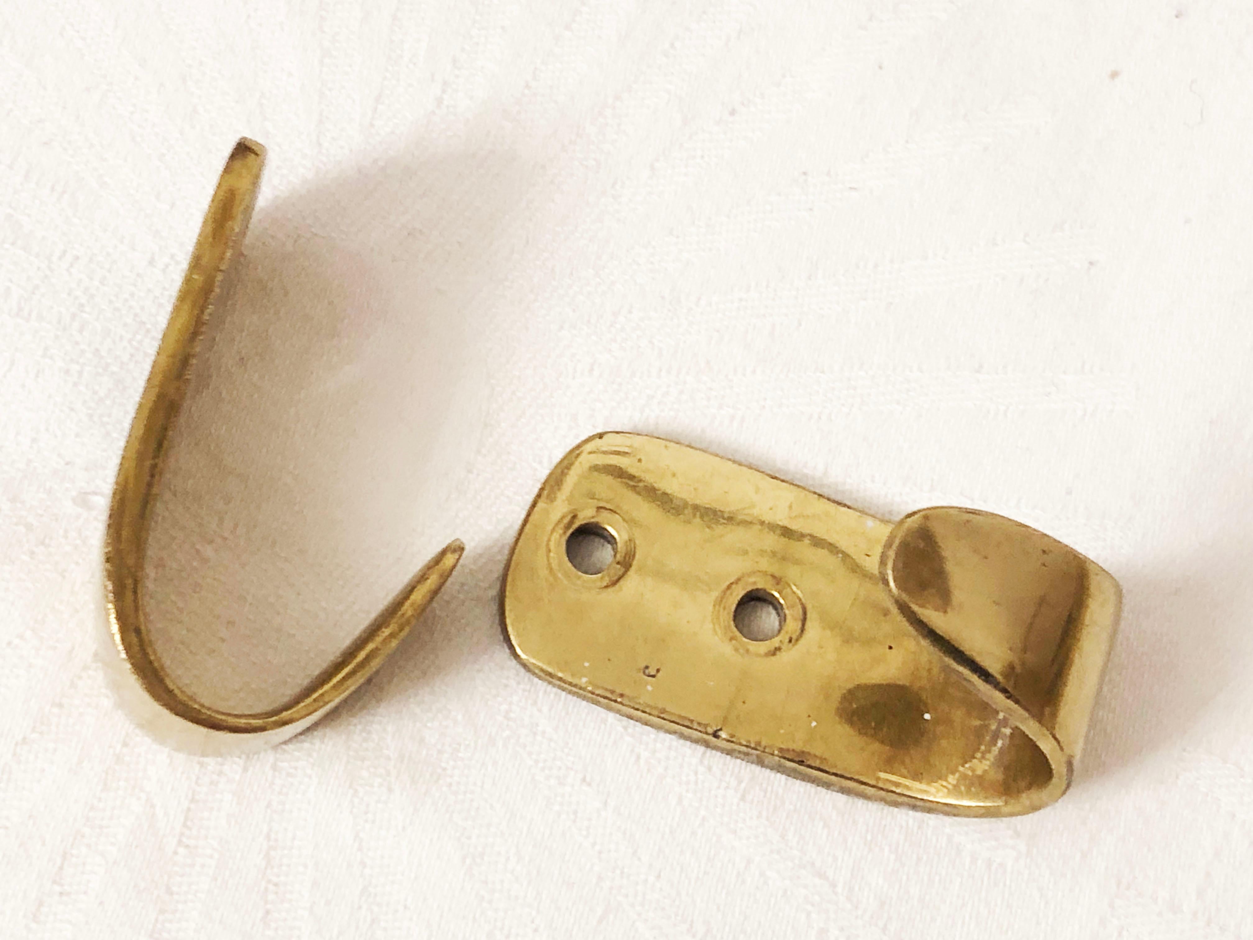 Brass Coat Wall Hooks by Carl Auböck, Set of 2 2