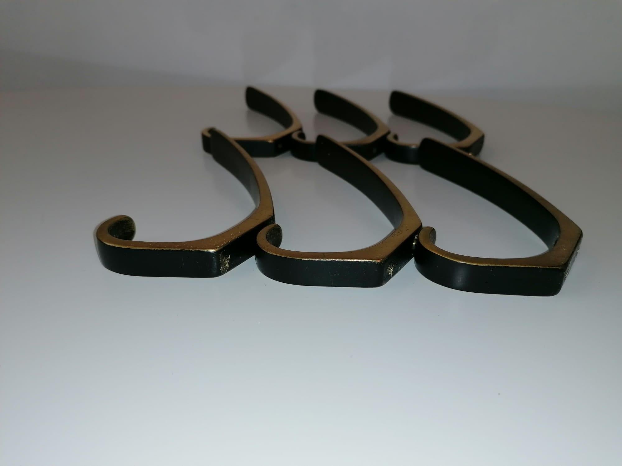 Brass Coat Wall Hooks by Hertha Baller In Good Condition In Vienna, AT