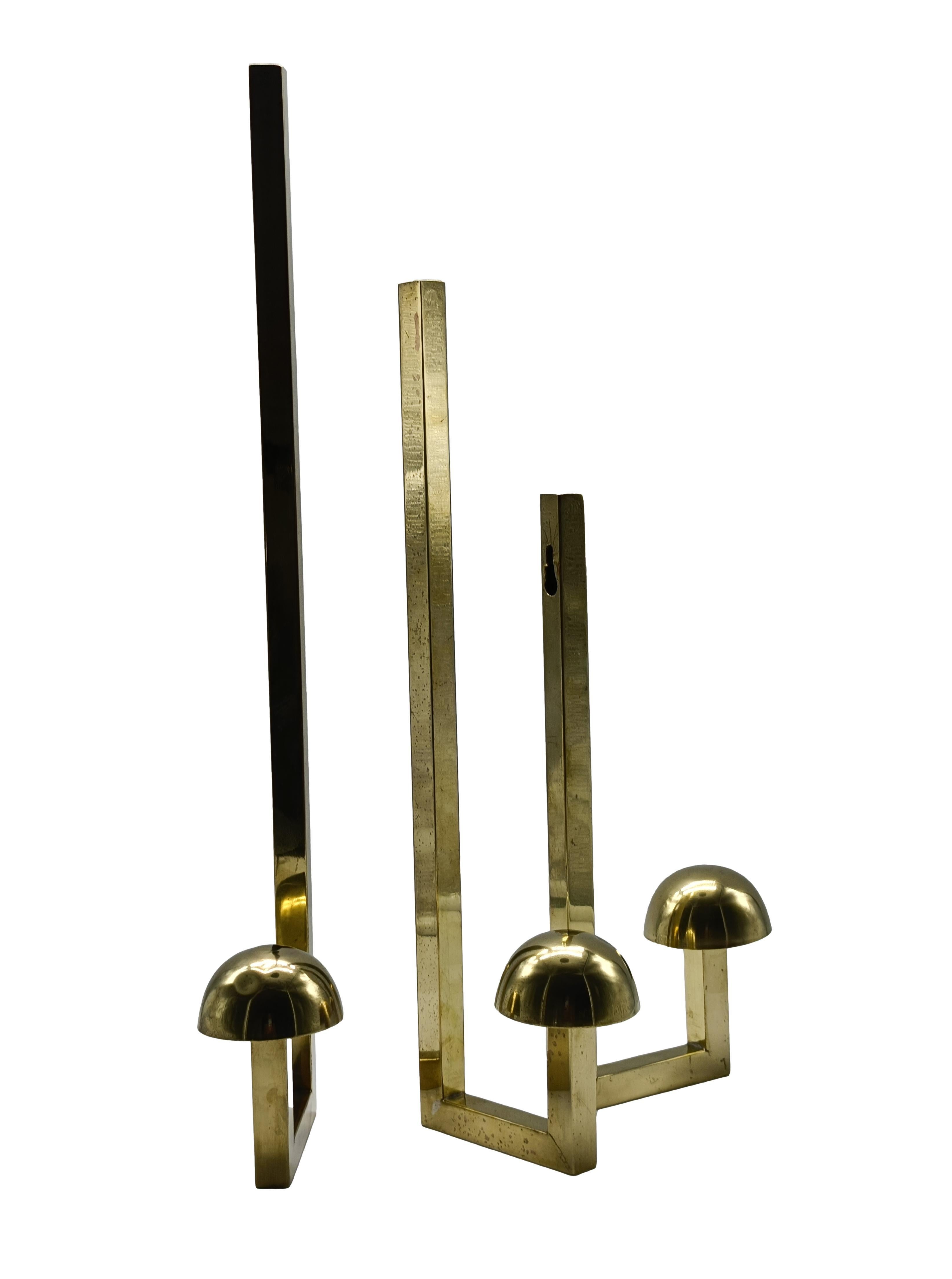 Italian Brass Coat Wall Hooks, Set of 3, 1960s For Sale