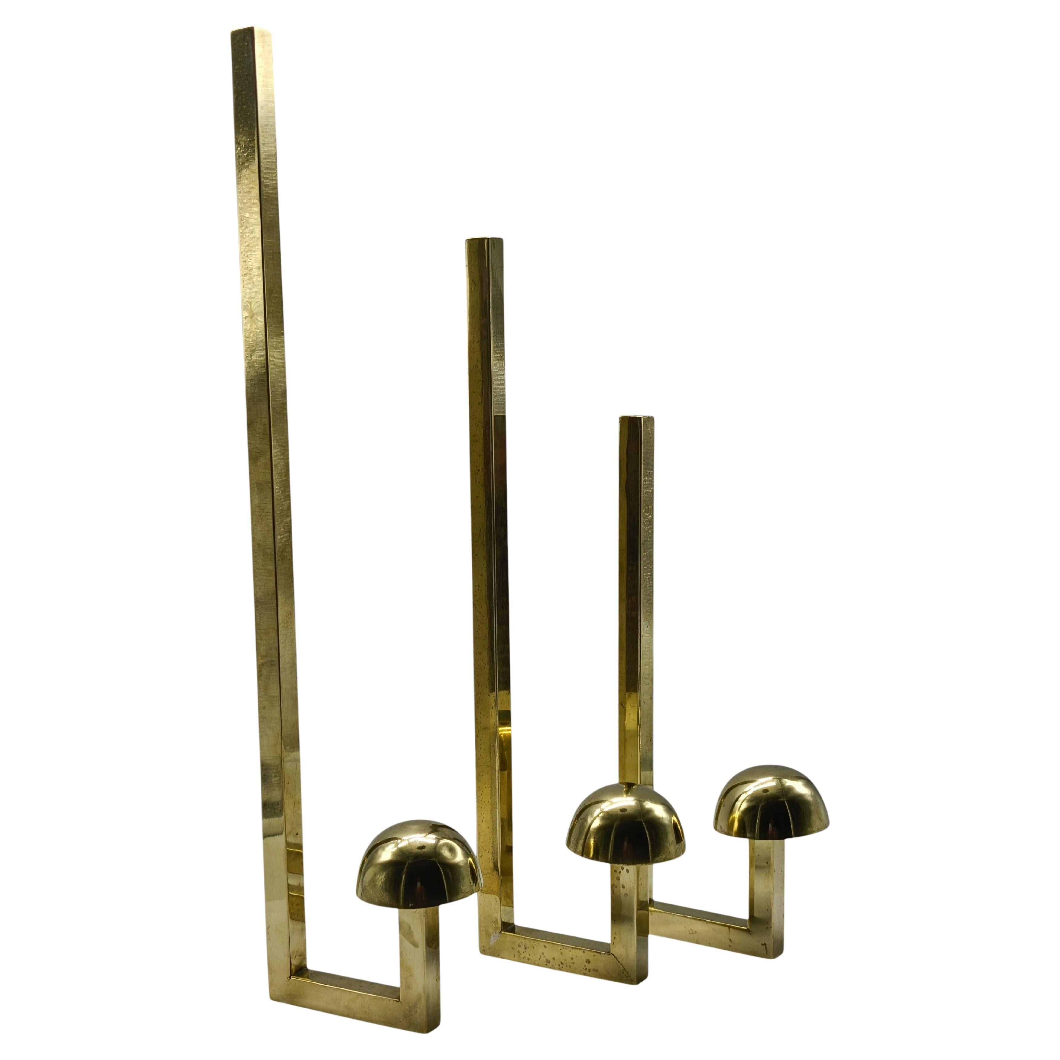 Brass Coat Wall Hooks, Set of 3, 1960s For Sale