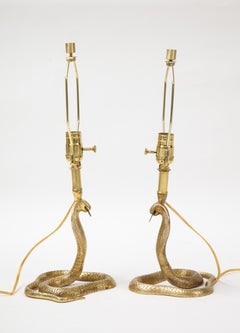 Maison Jansen Style Brass Cobra Lamps