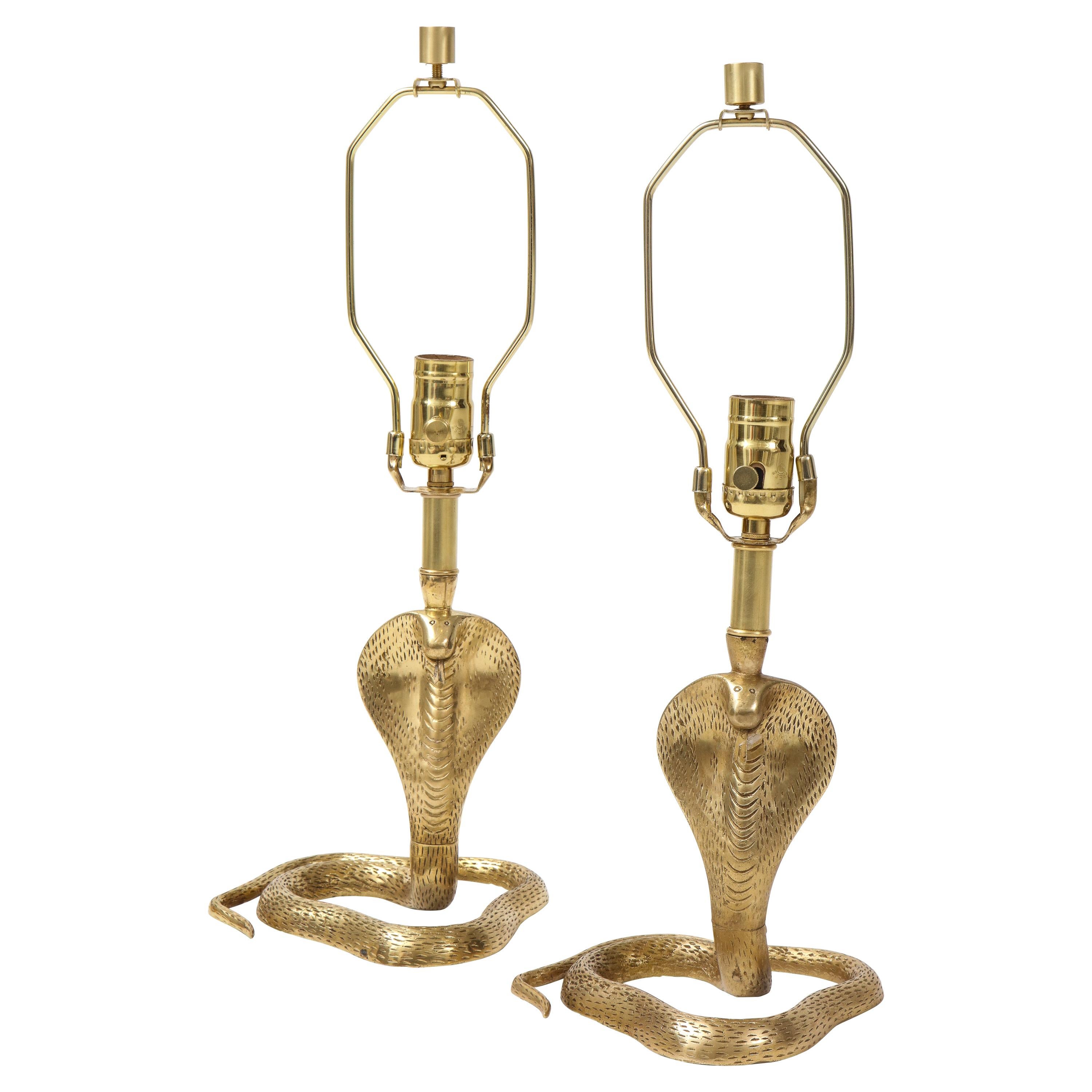 Maison Jansen Style Brass Cobra Lamps For Sale