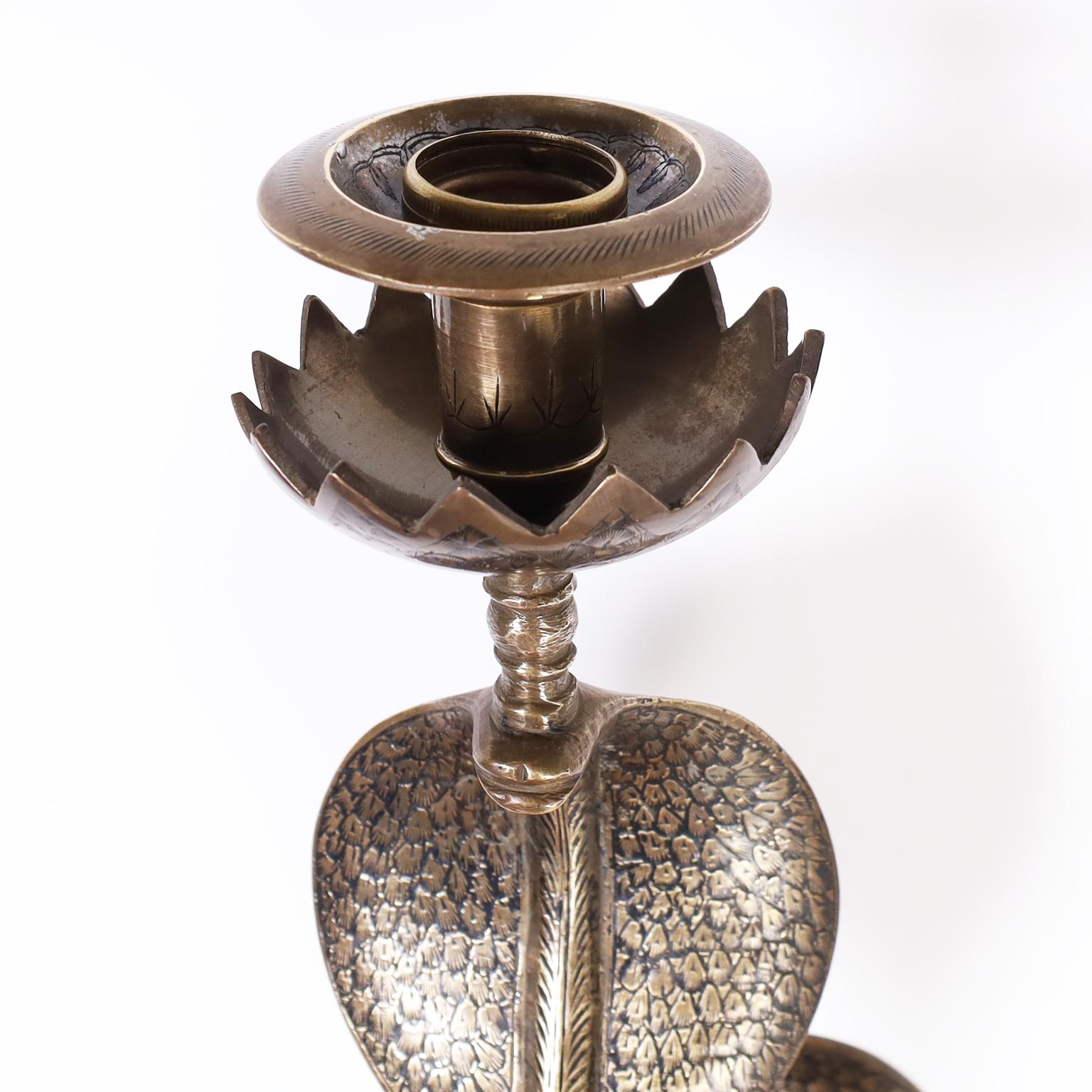 Anglo-Indian Brass Cobra Wall Sconces