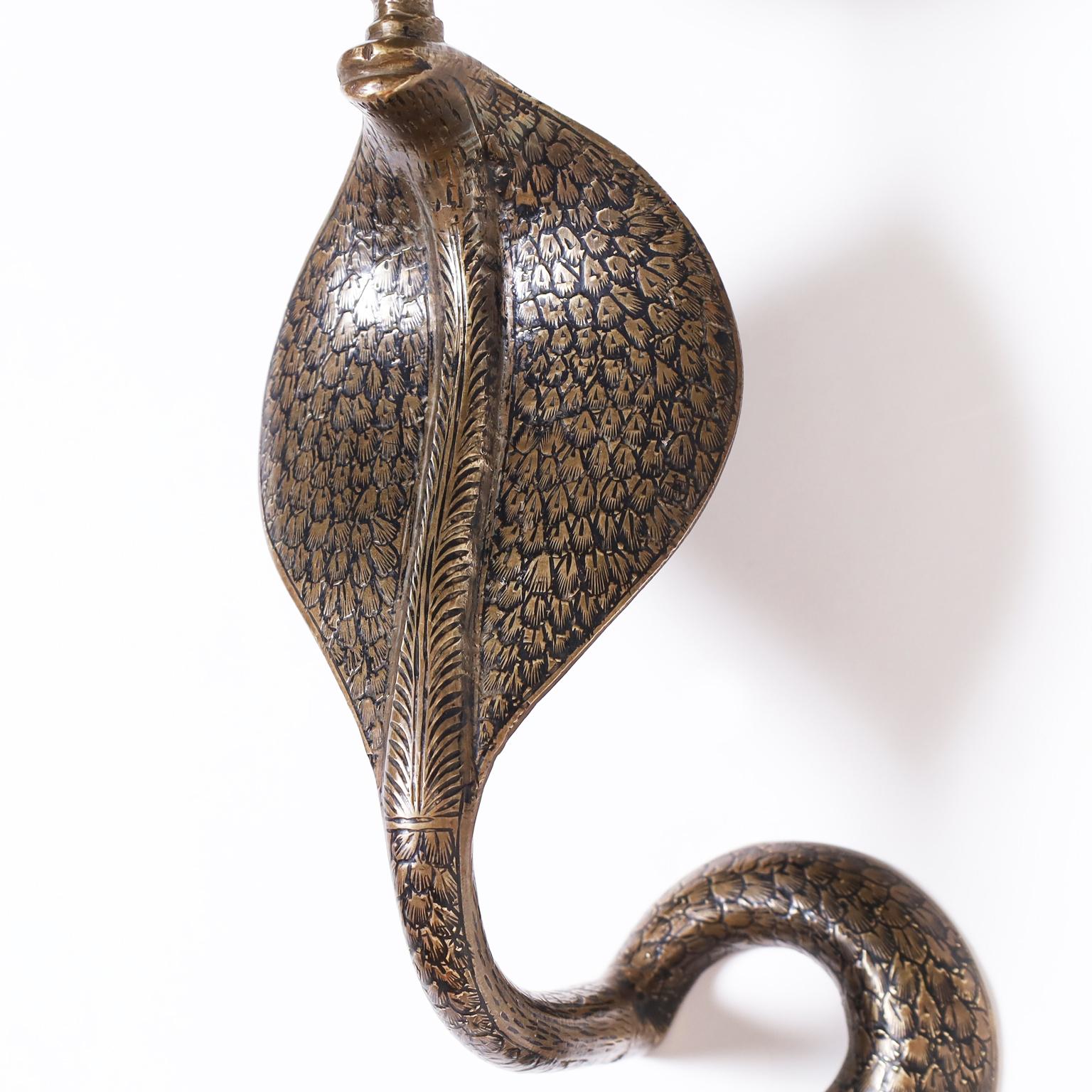 Etched Brass Cobra Wall Sconces
