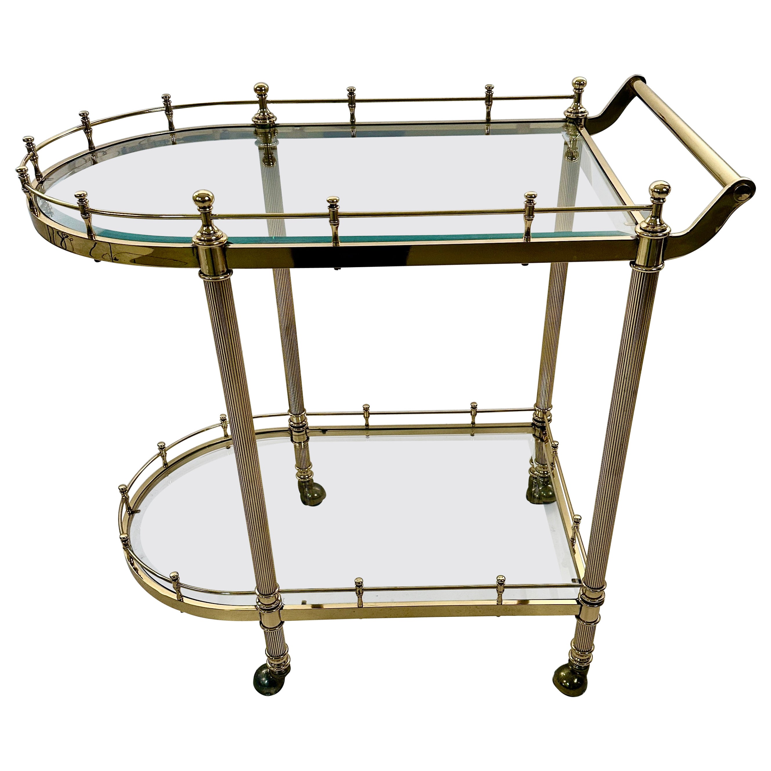 Carrito de cóctel de latón en estilo neoclásico, Italia c 1960s en venta