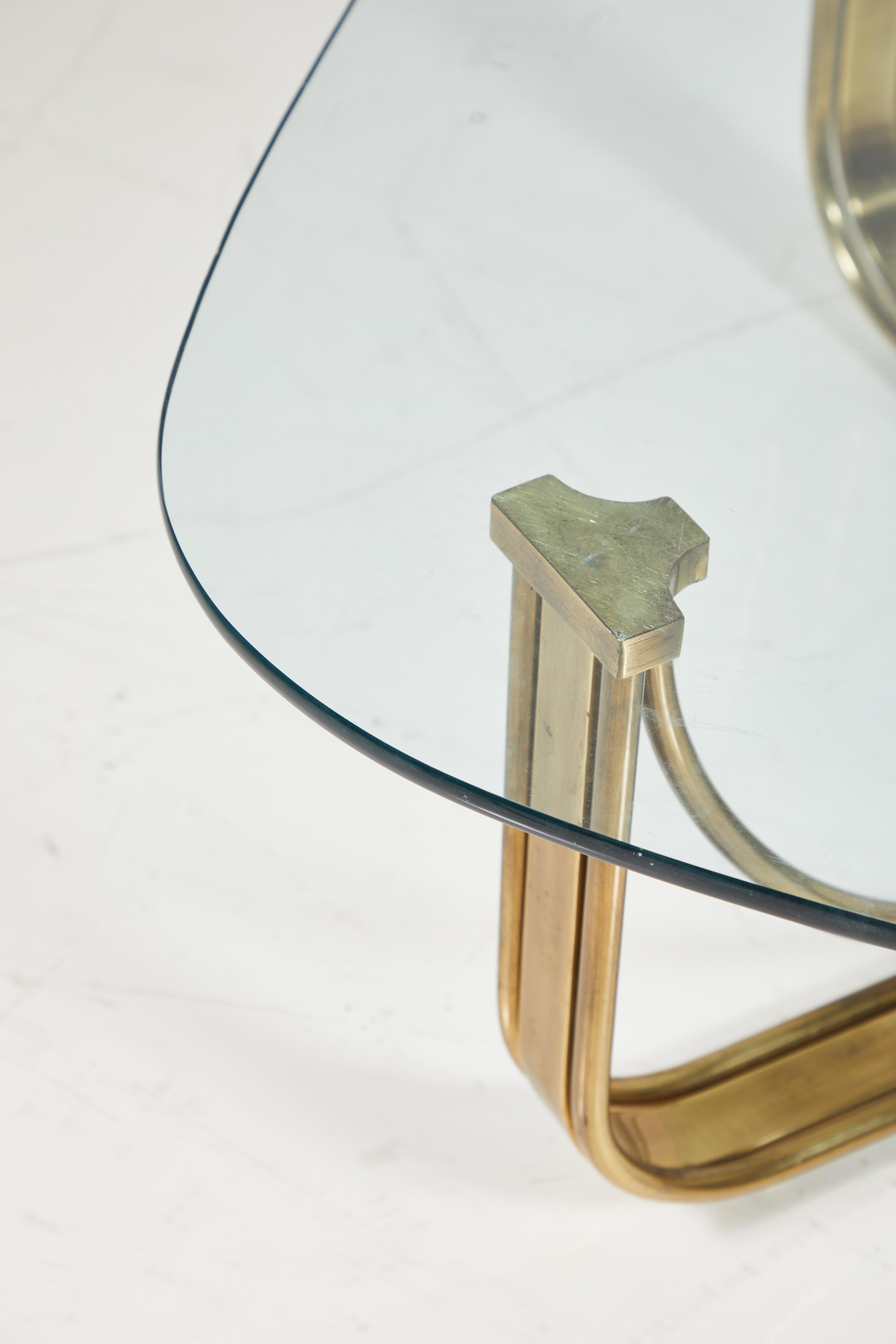 Brass Cocktail Table with a Floating Glass Top 1