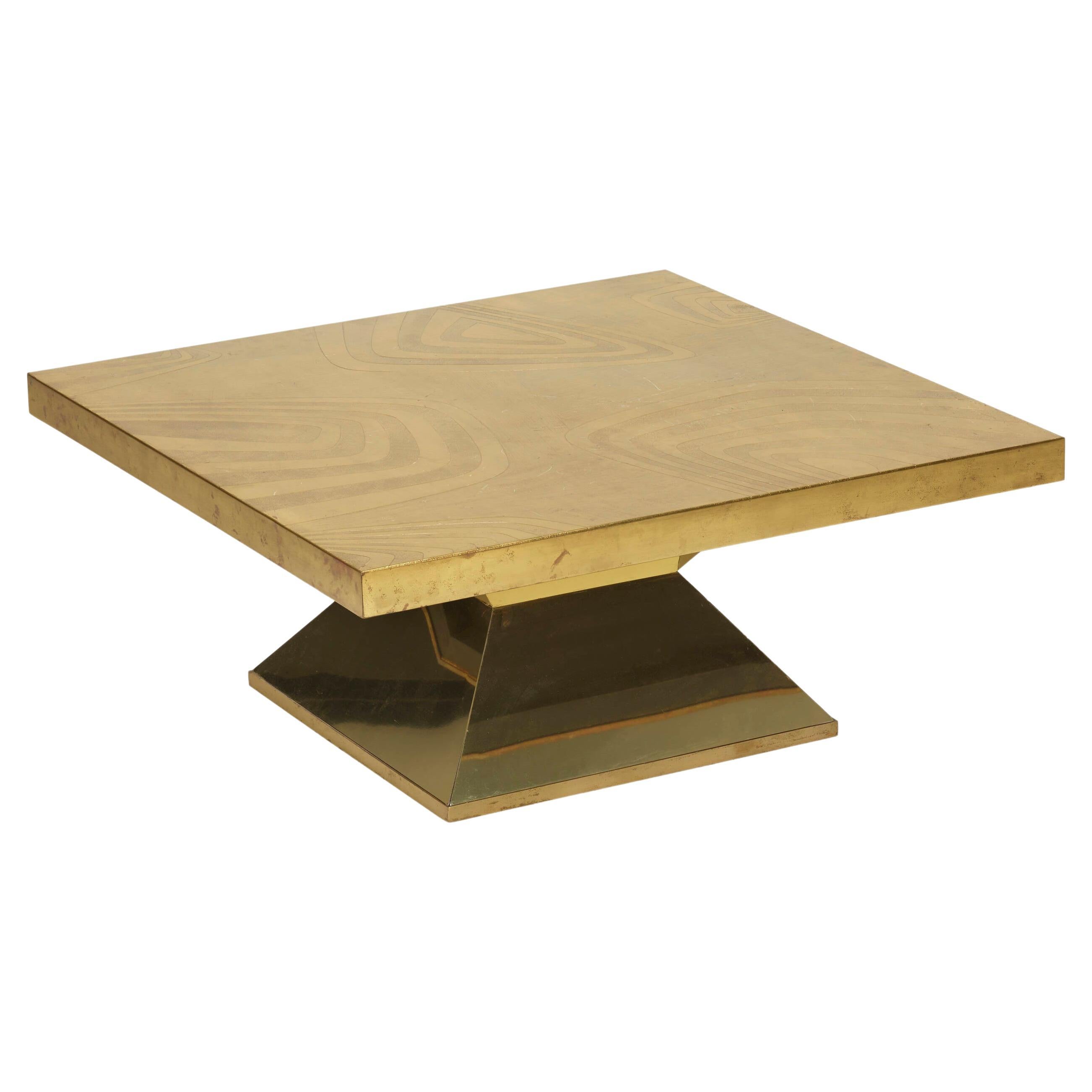 Brass Coffee or Cocktail Table by Willy Daro