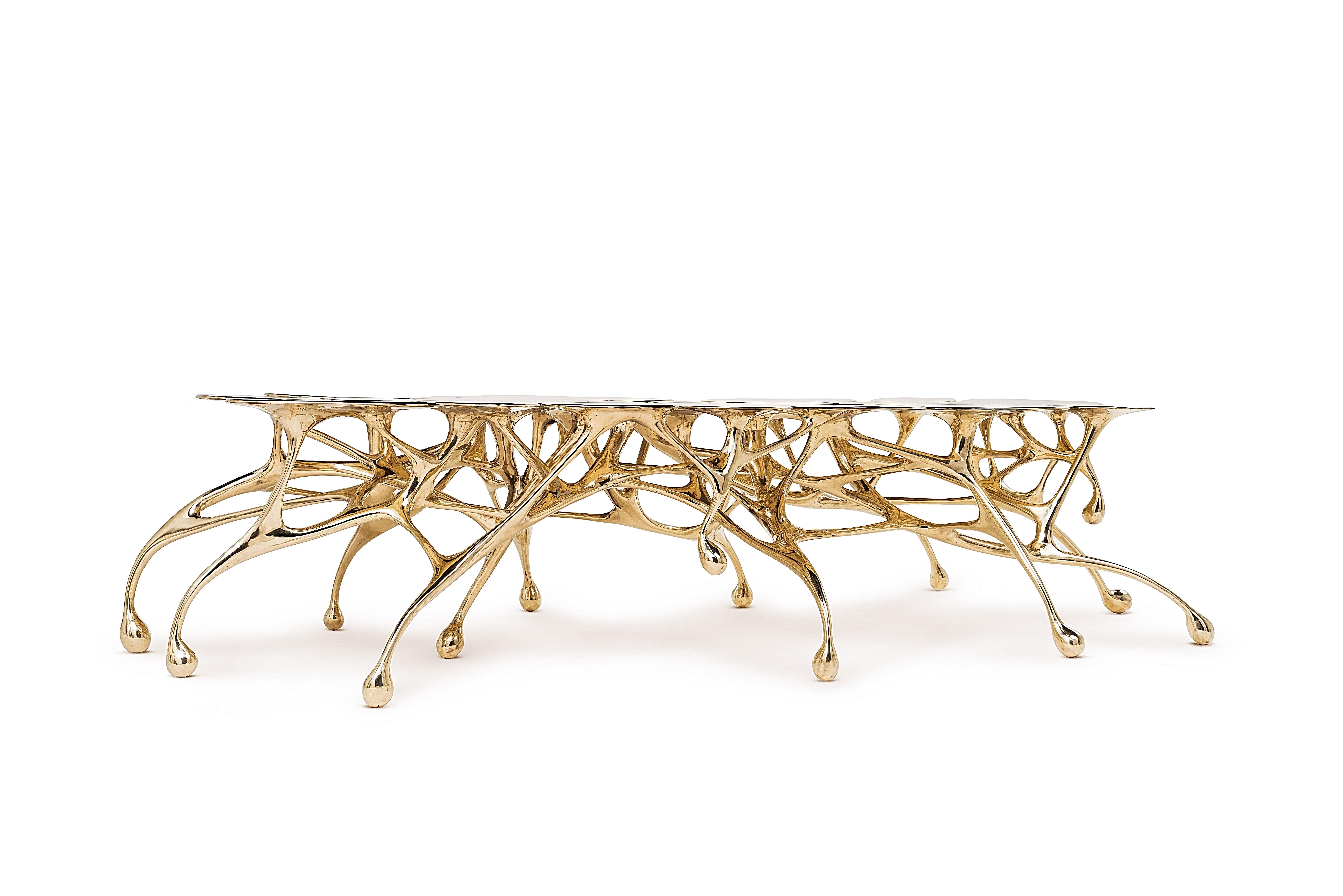 Polished Brass Coffee Table/Accent Table by Zhipeng Tan For Sale