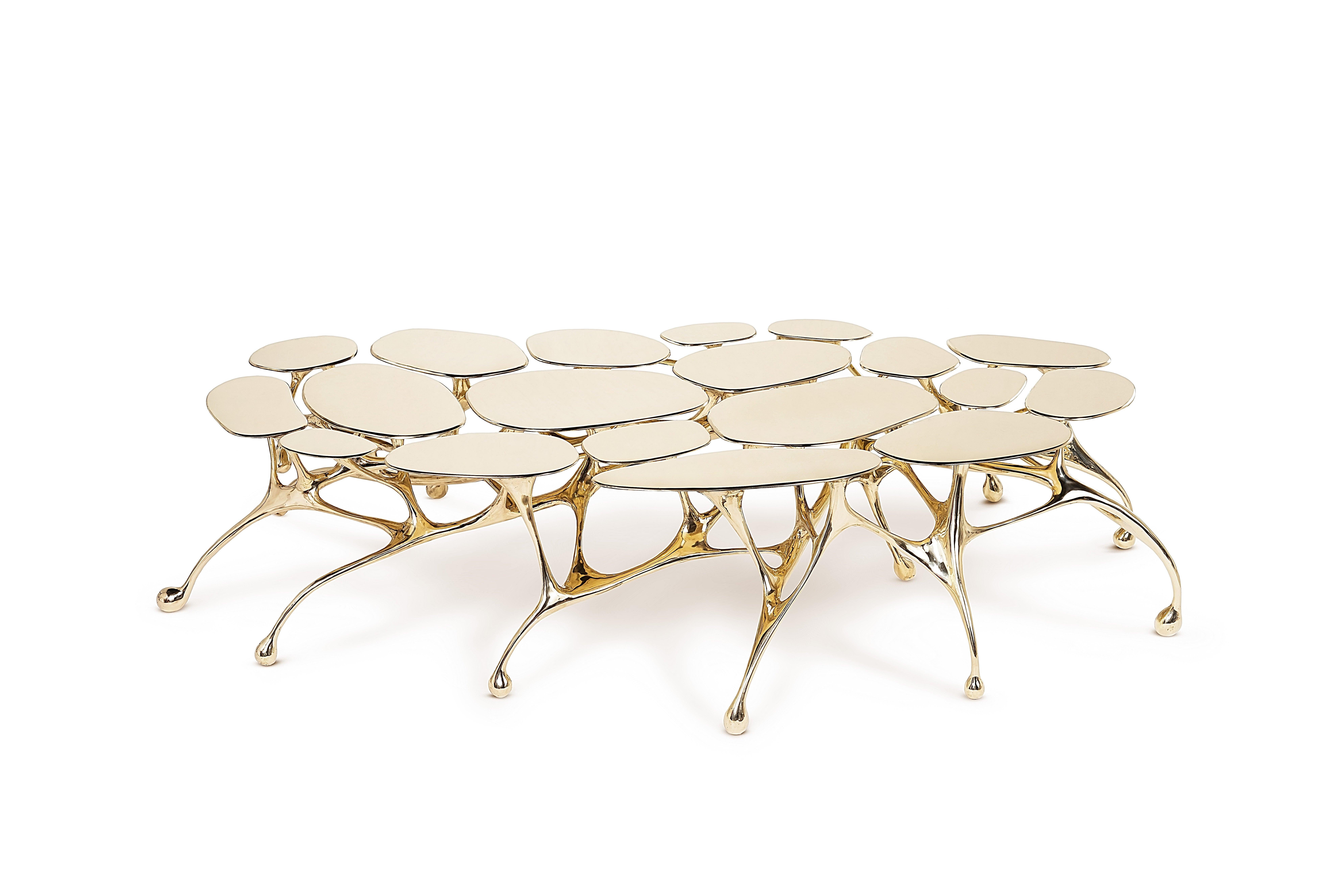 Contemporary Brass Coffee Table/Accent Table by Zhipeng Tan For Sale