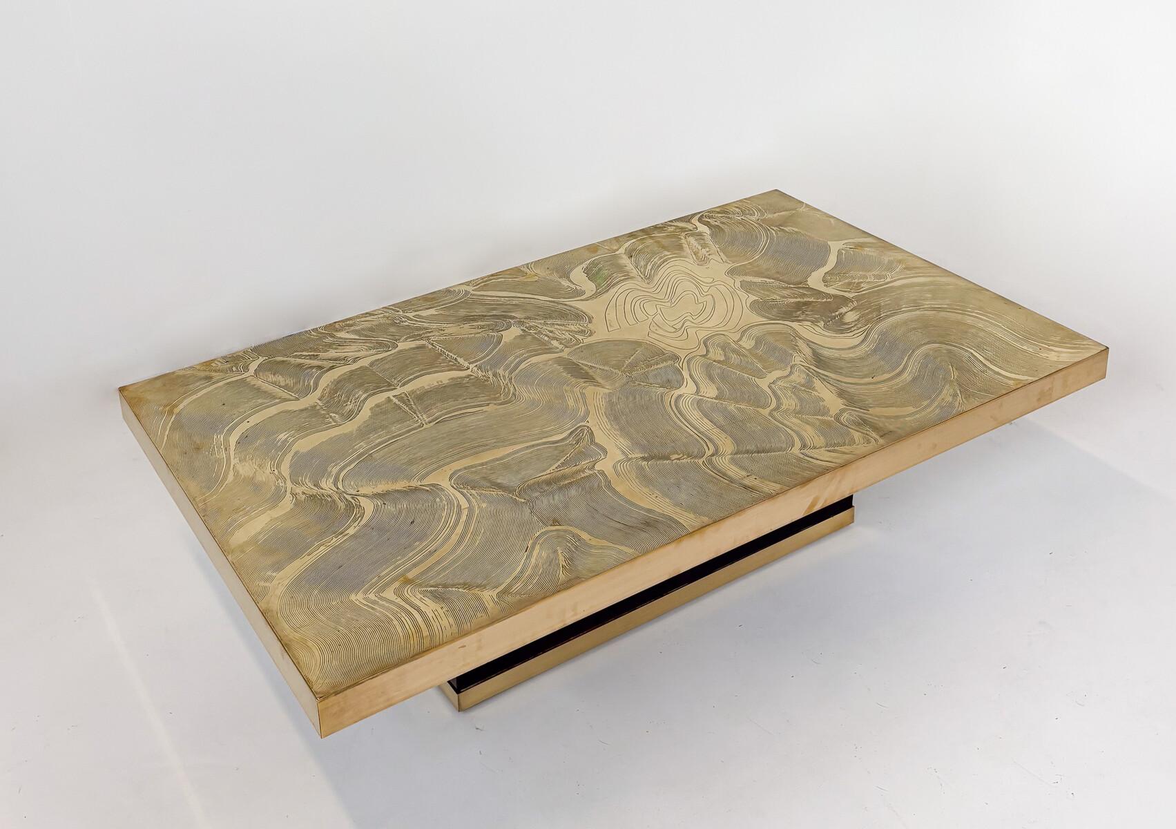 Mid-Century Modern Brass Coffee Table, Belgium, 1970s For Sale