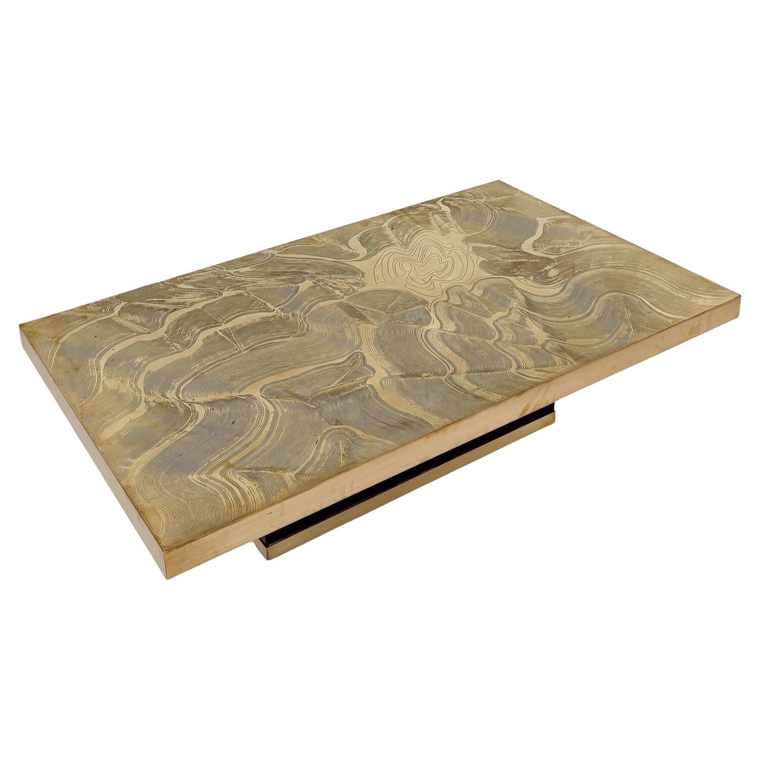 Brass Coffee Table, Belgium, 1970s