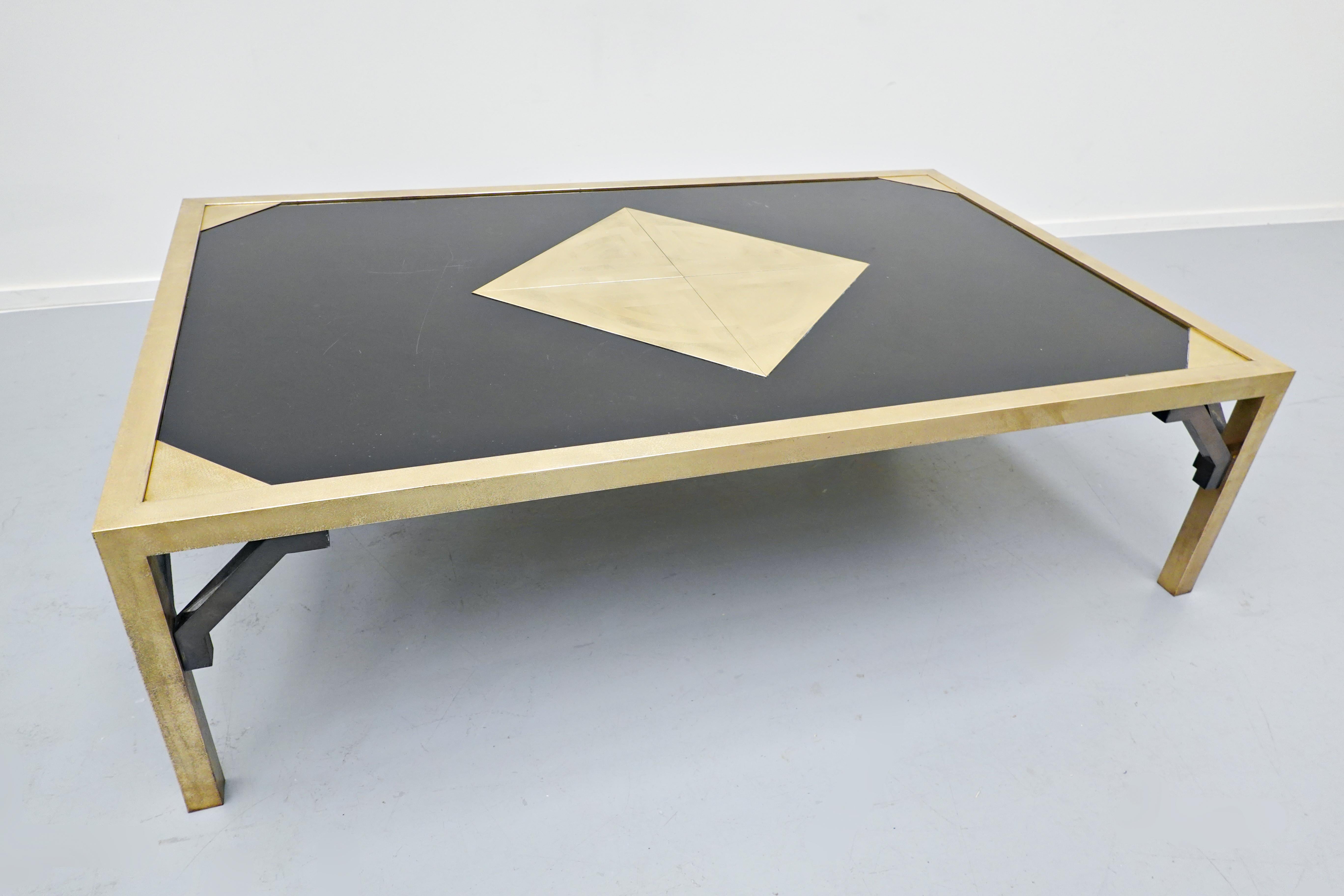 Brass Coffee Table by Christian Krekels, Belgium, 1970s For Sale 3