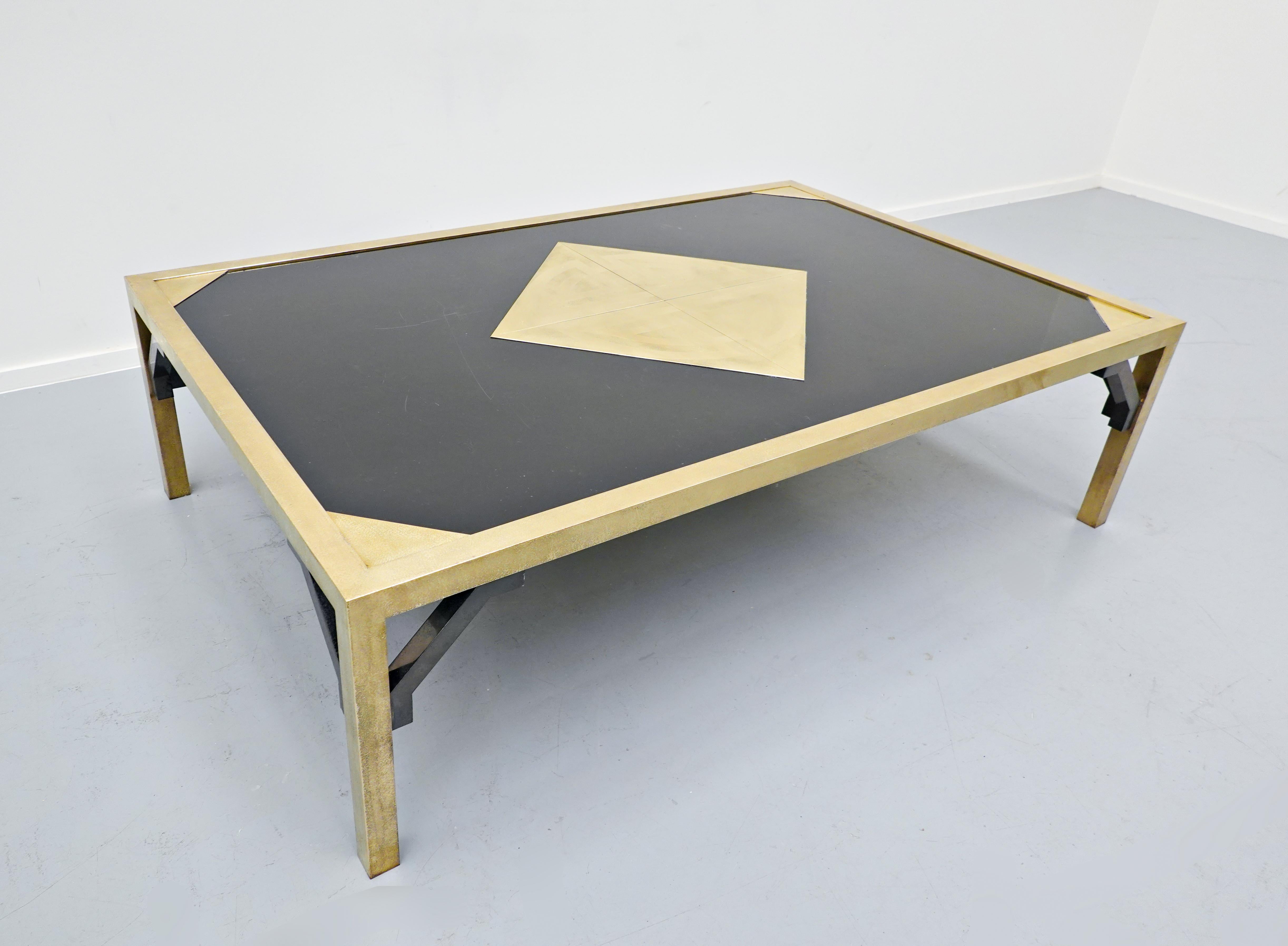 Brass Coffee Table by Christian Krekels, Belgium, 1970s For Sale 4
