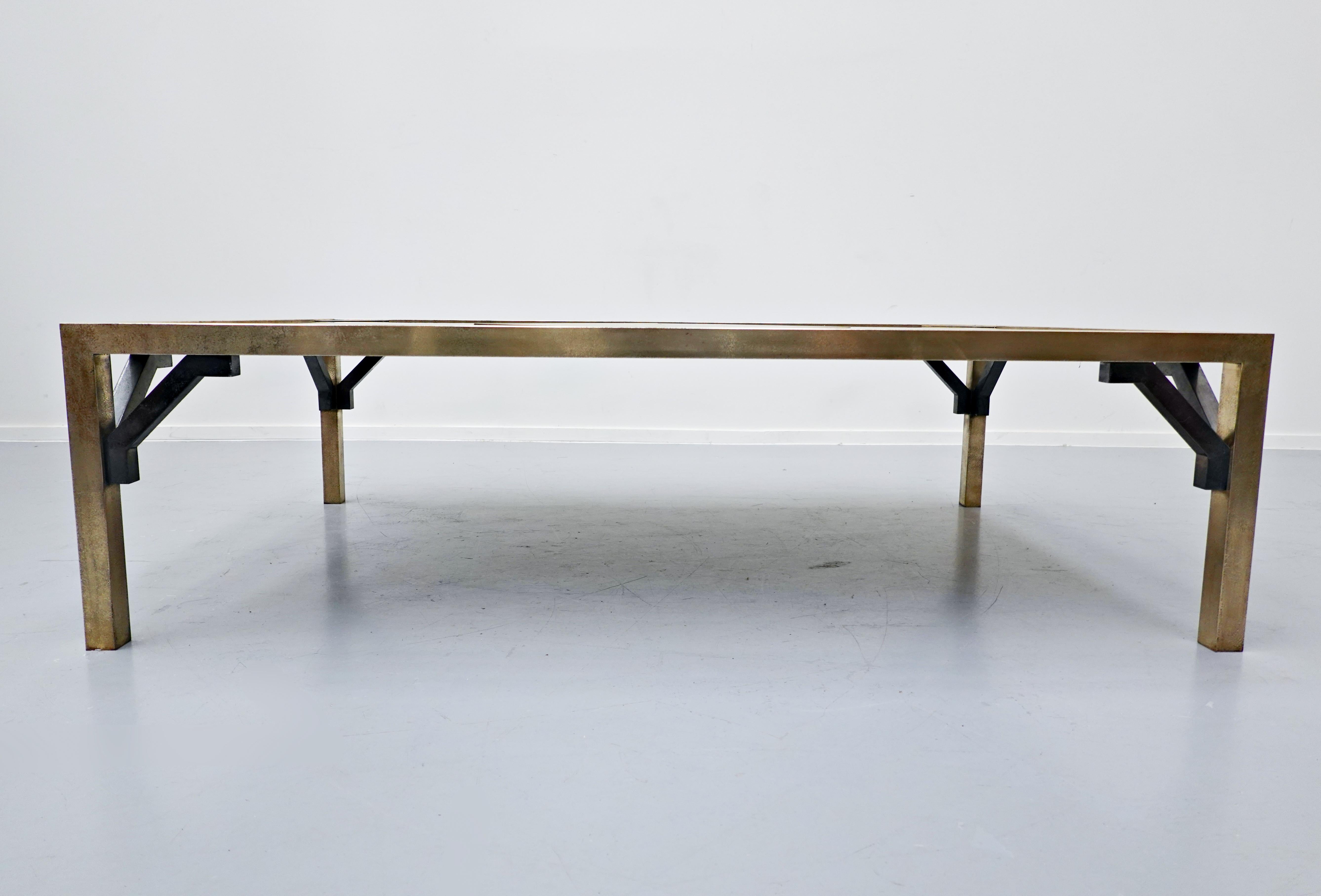 Mid-Century Modern Brass Coffee Table by Christian Krekels, Belgium, 1970s For Sale