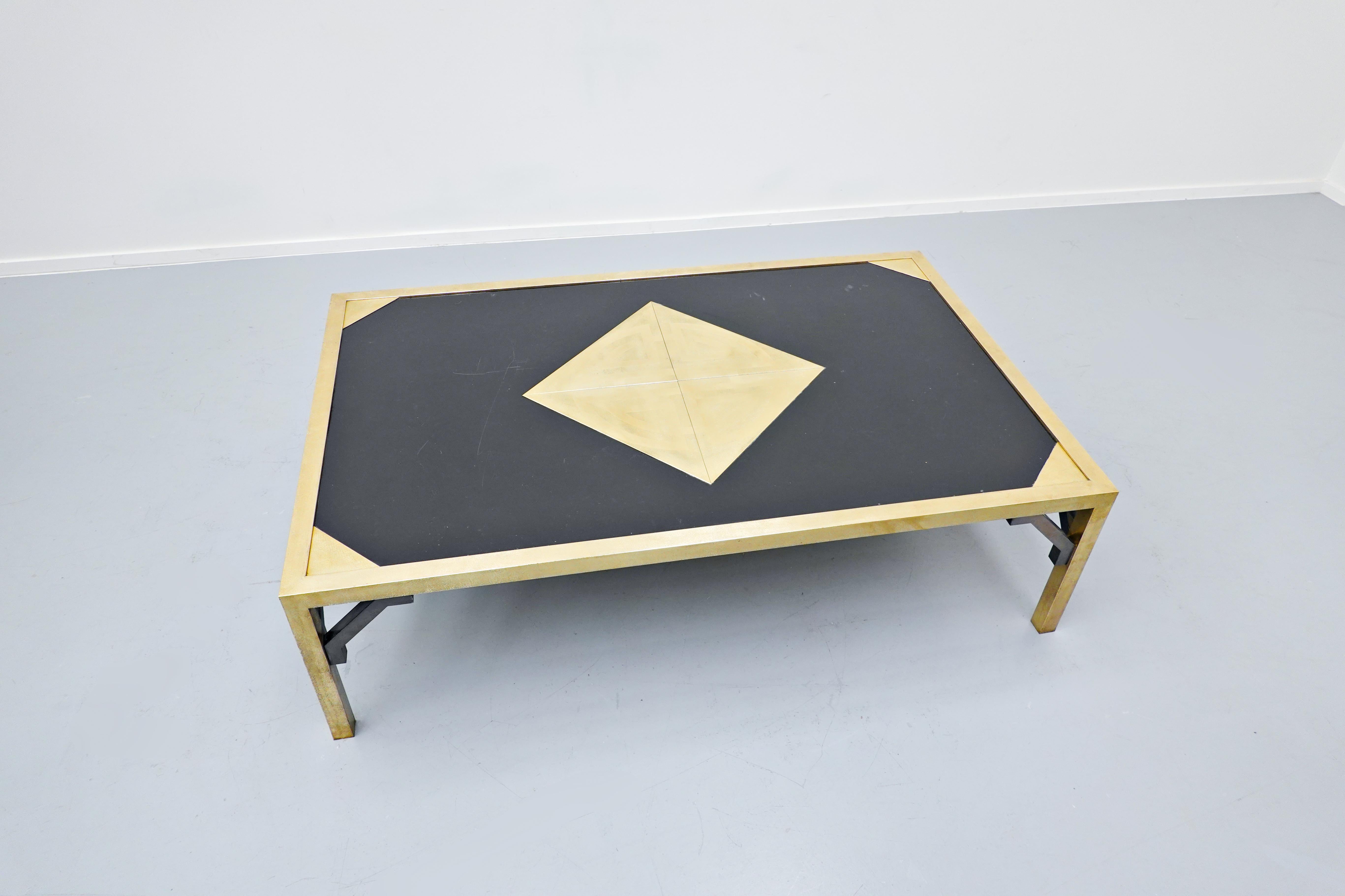 Belgian Brass Coffee Table by Christian Krekels, Belgium, 1970s For Sale