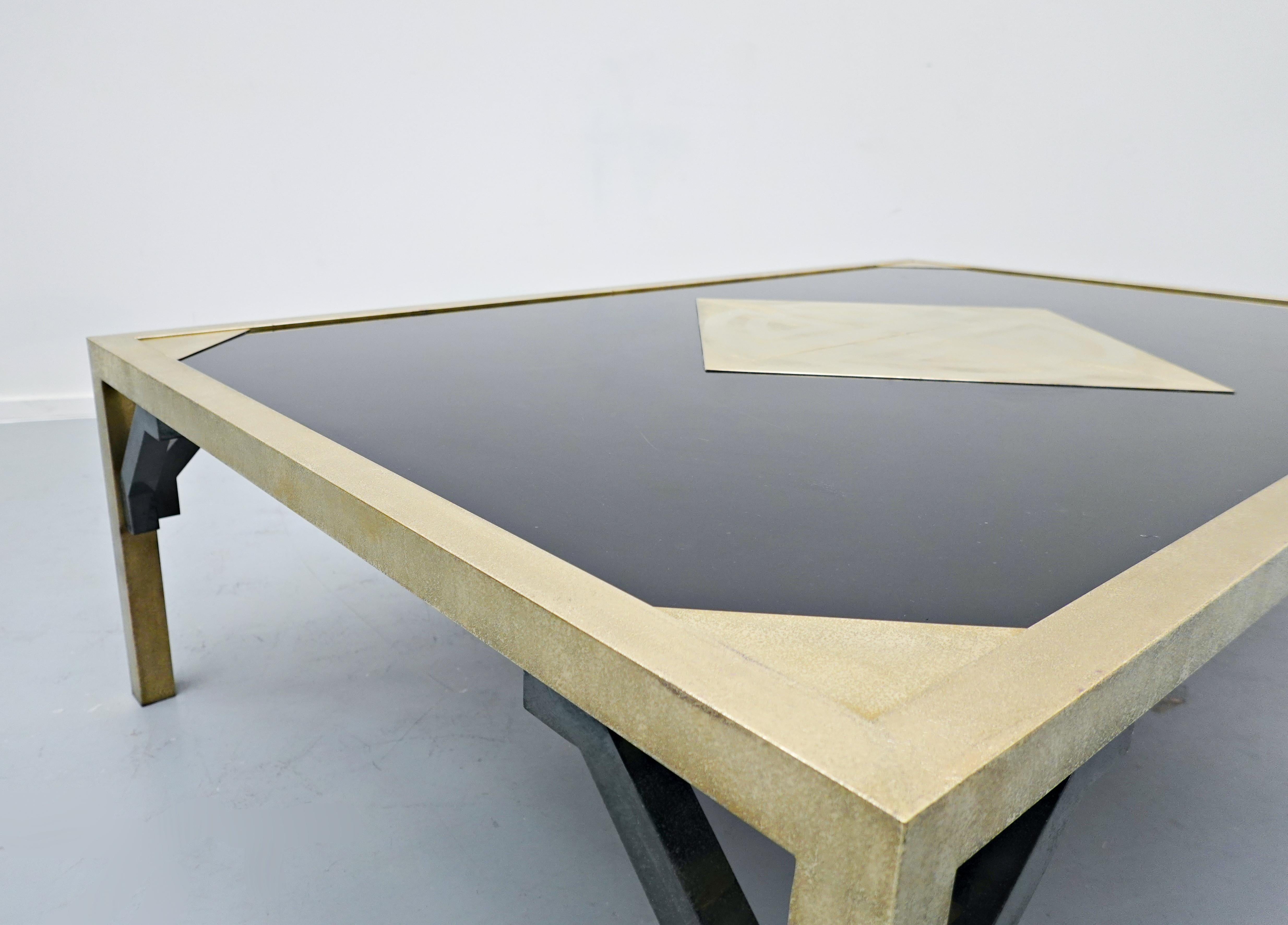 Late 20th Century Brass Coffee Table by Christian Krekels, Belgium, 1970s For Sale