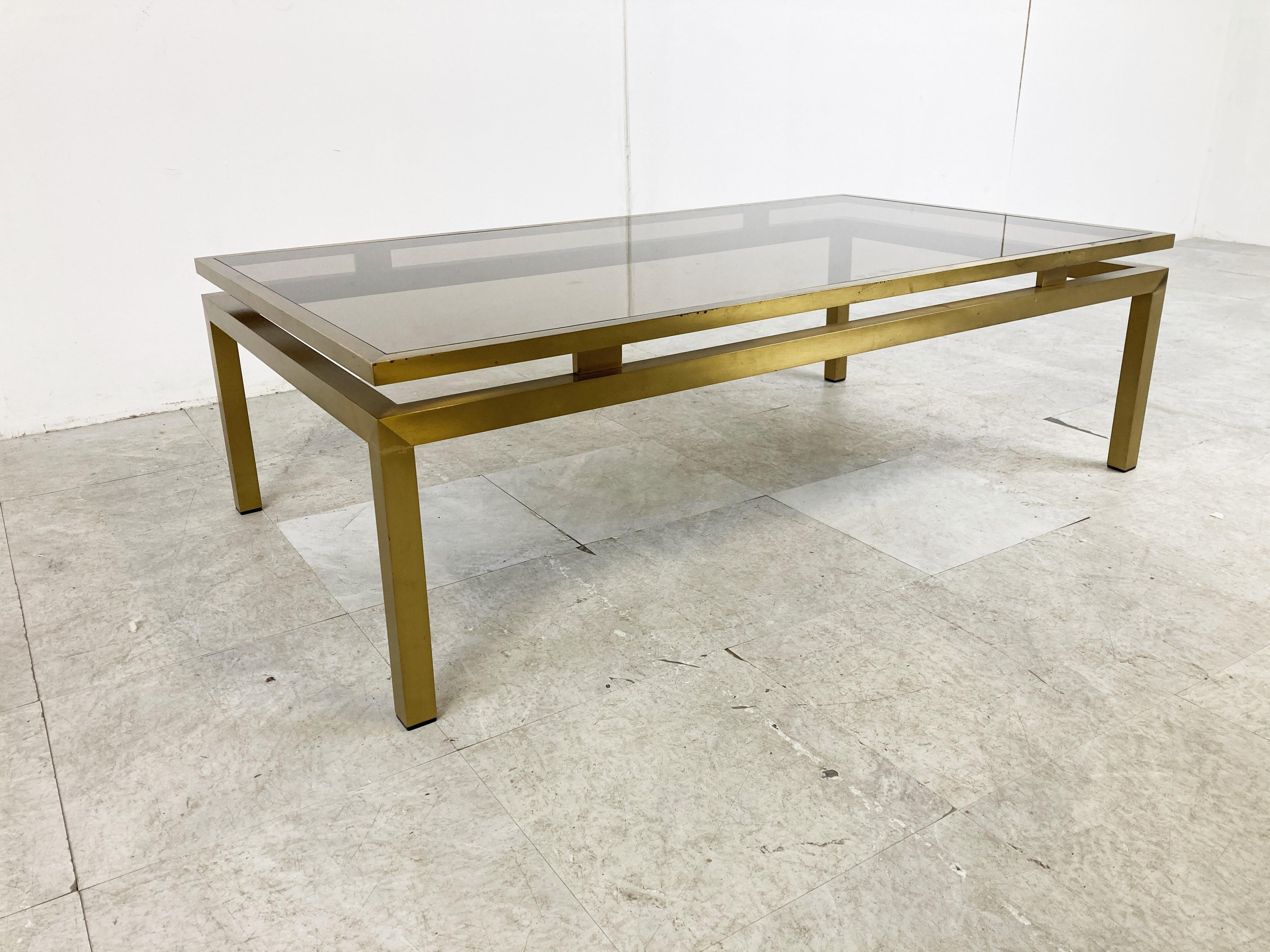 French Brass Coffee Table by Guy Lefevre, 1970s