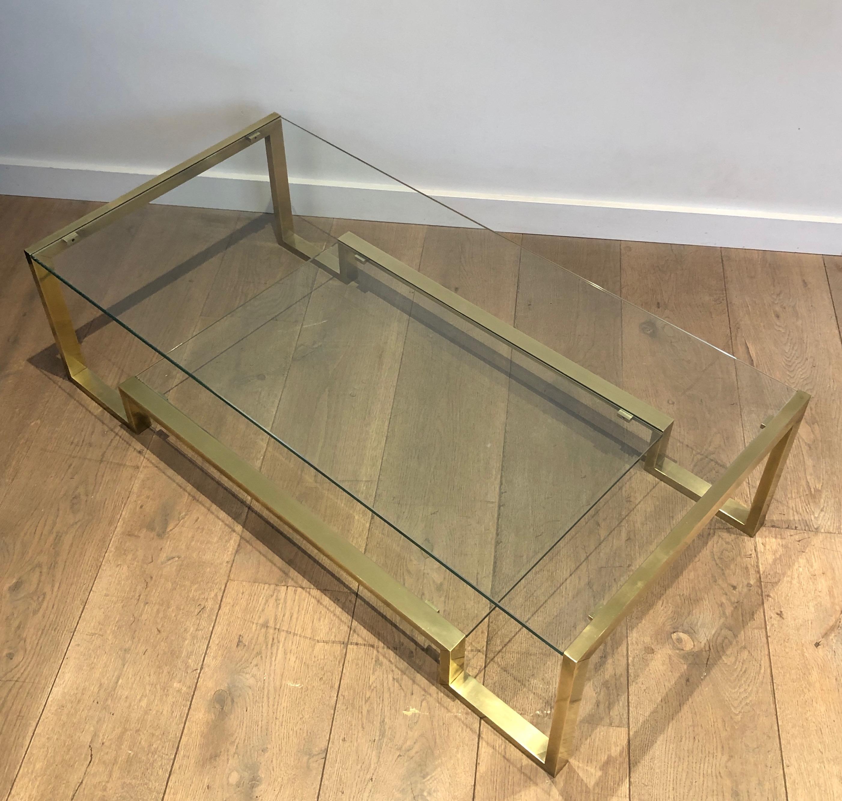 Brass Coffee Table by Guy Lefèvre for Maison Jansen In Good Condition For Sale In Marcq-en-Barœul, Hauts-de-France