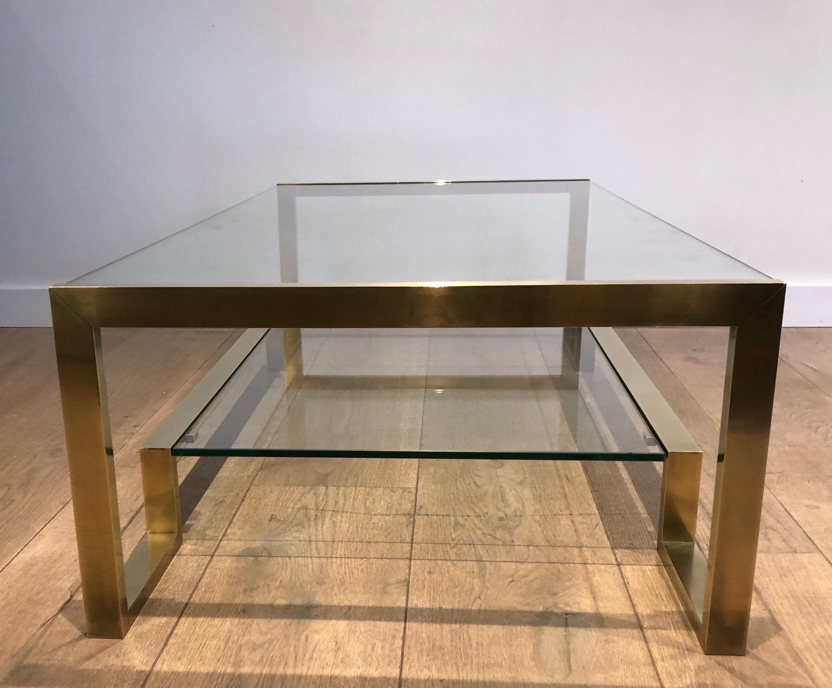 Glass Brass Coffee Table by Guy Lefèvre for Maison Jansen