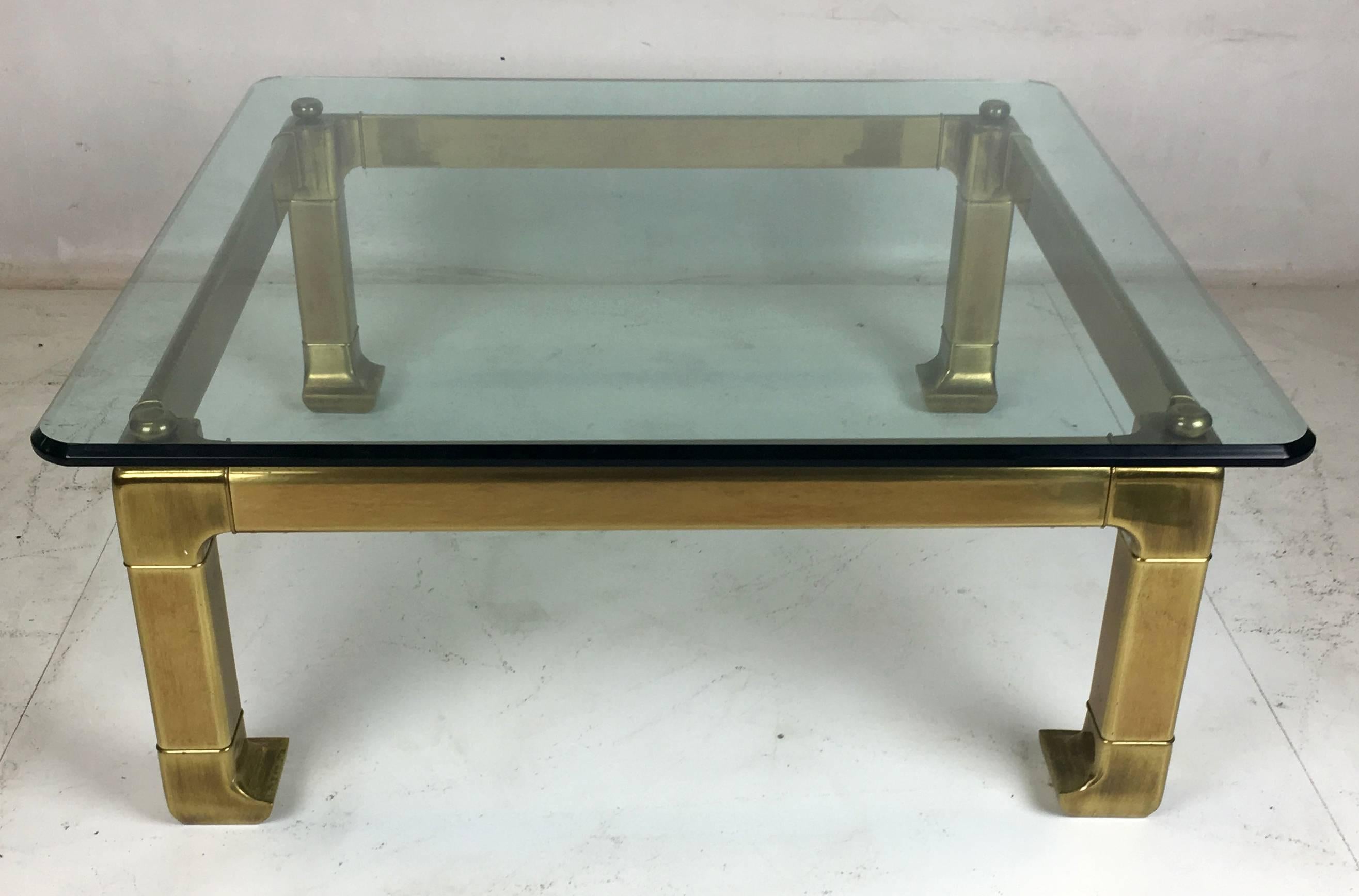 Mastercraft coffee table constructed of heavy, solid brass with a 3/4