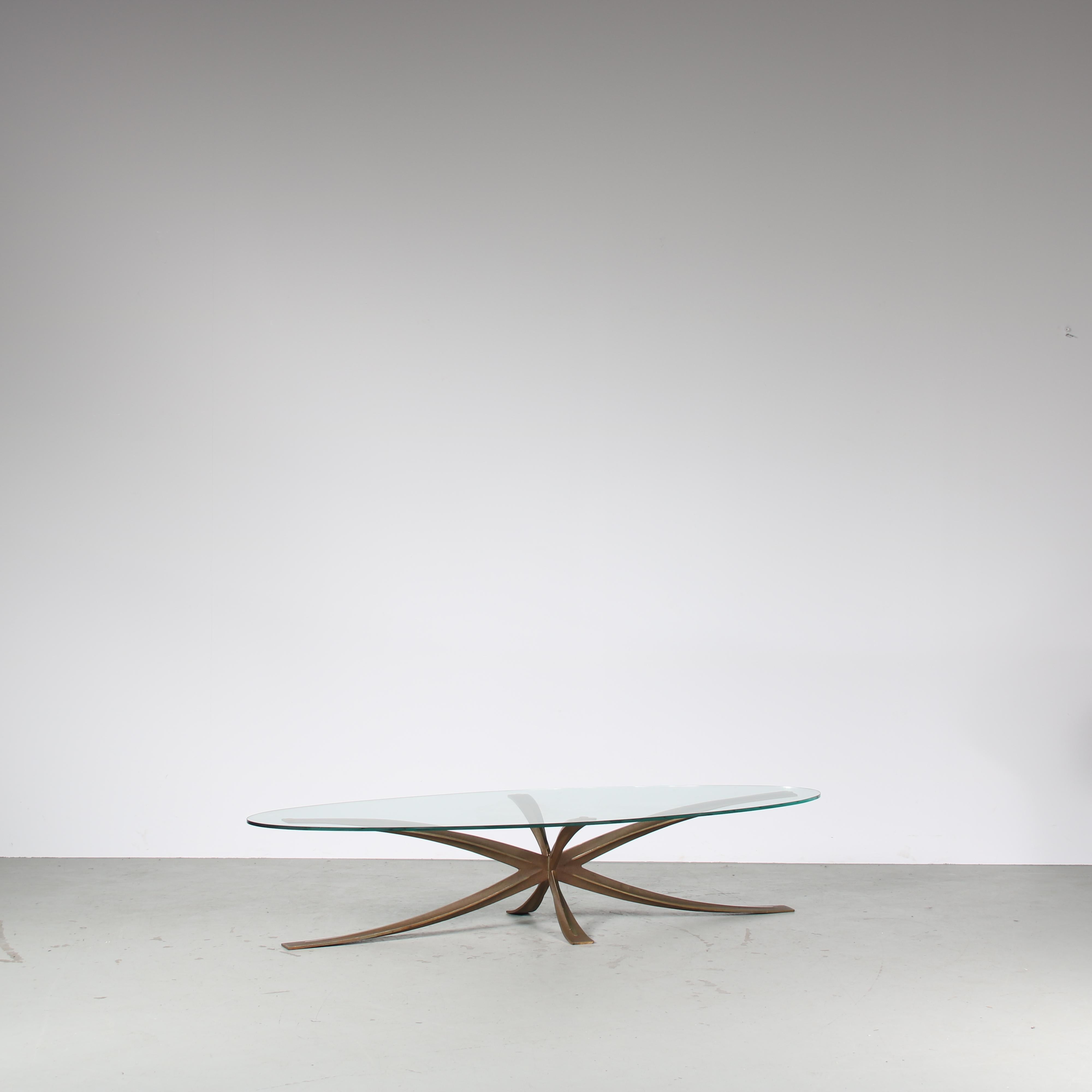 Brass Coffee Table by Michel Mangematin & Roger Bruny, France 1960 For Sale 9