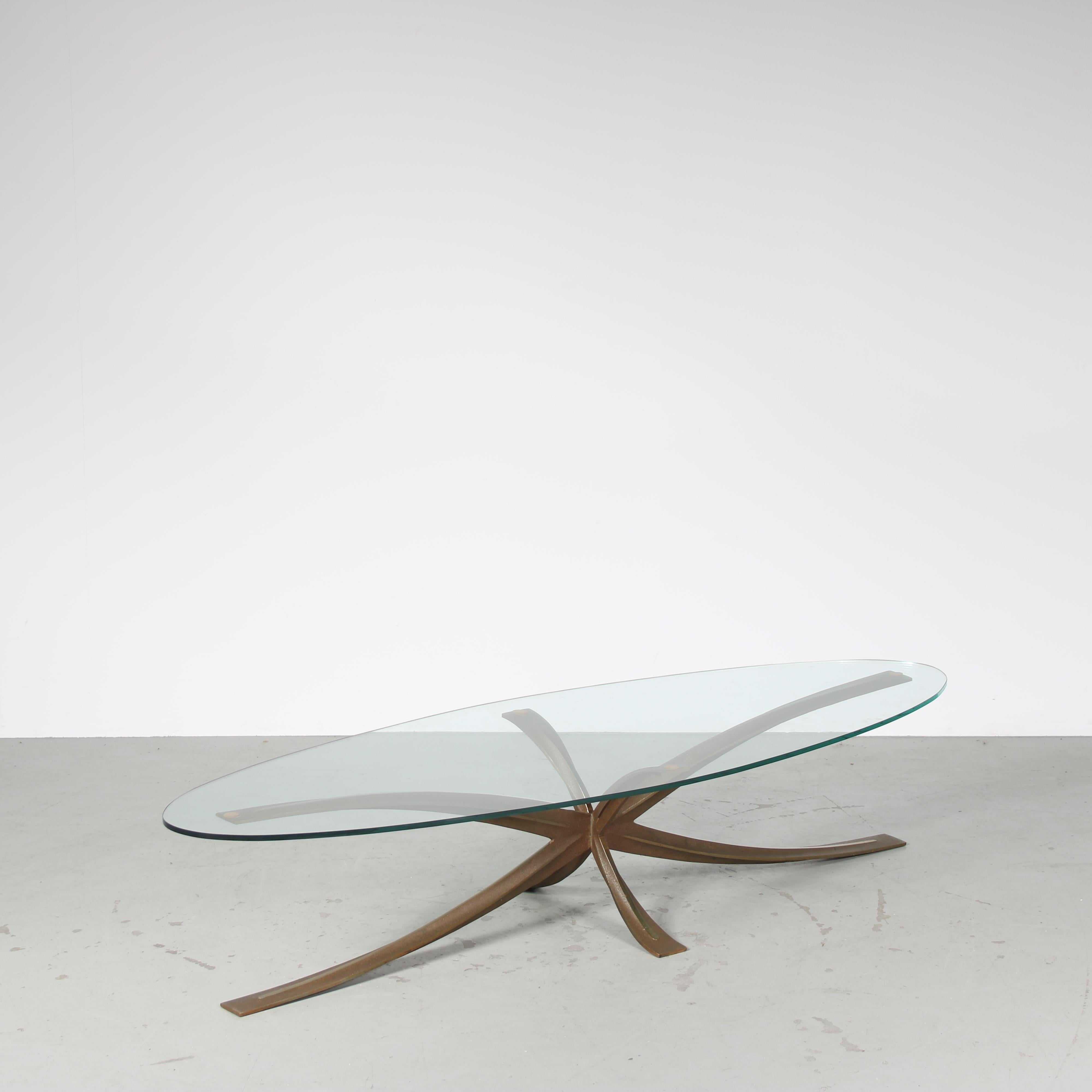 Brass Coffee Table by Michel Mangematin & Roger Bruny, France 1960 In Good Condition For Sale In Amsterdam, NL