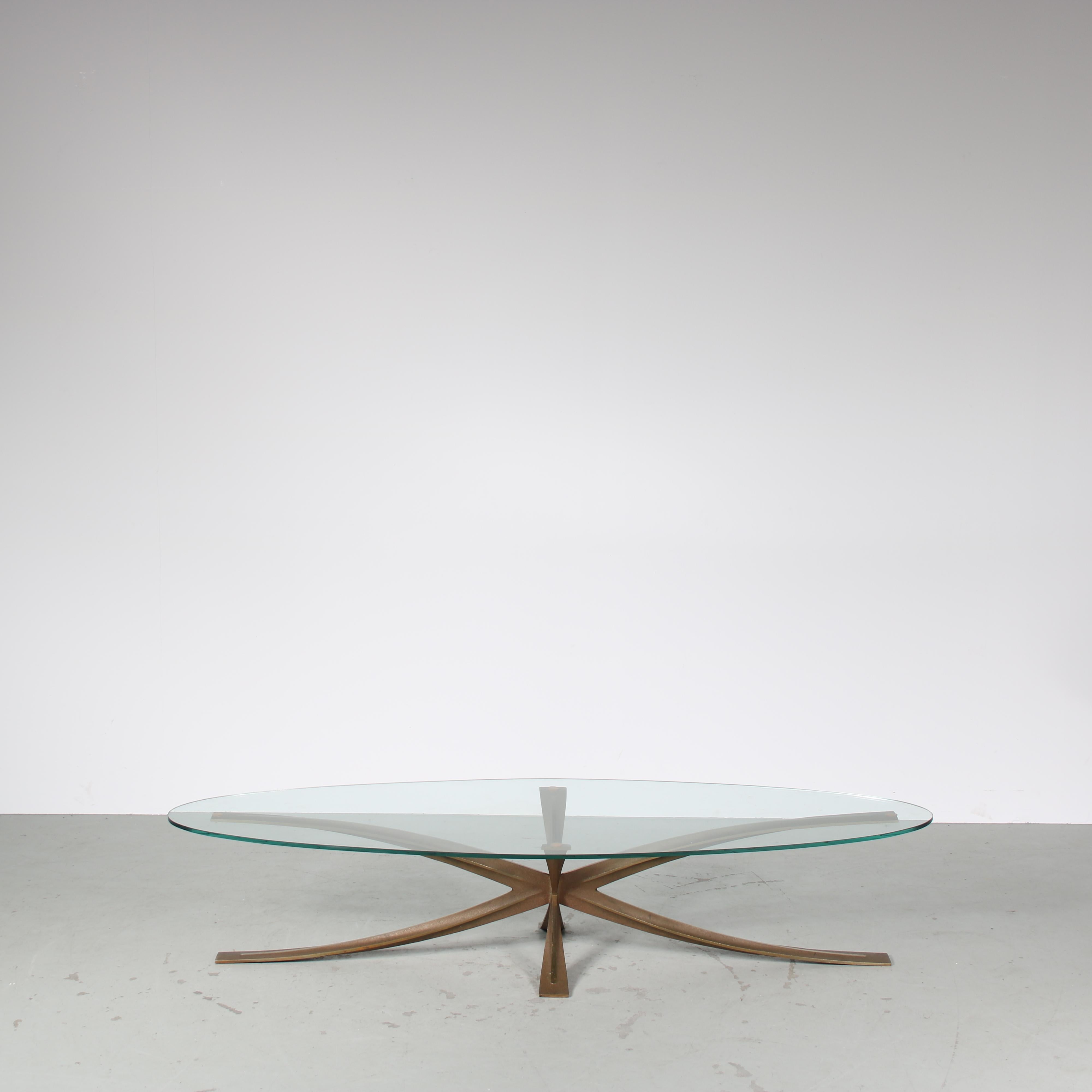 Brass Coffee Table by Michel Mangematin & Roger Bruny, France 1960 For Sale 5