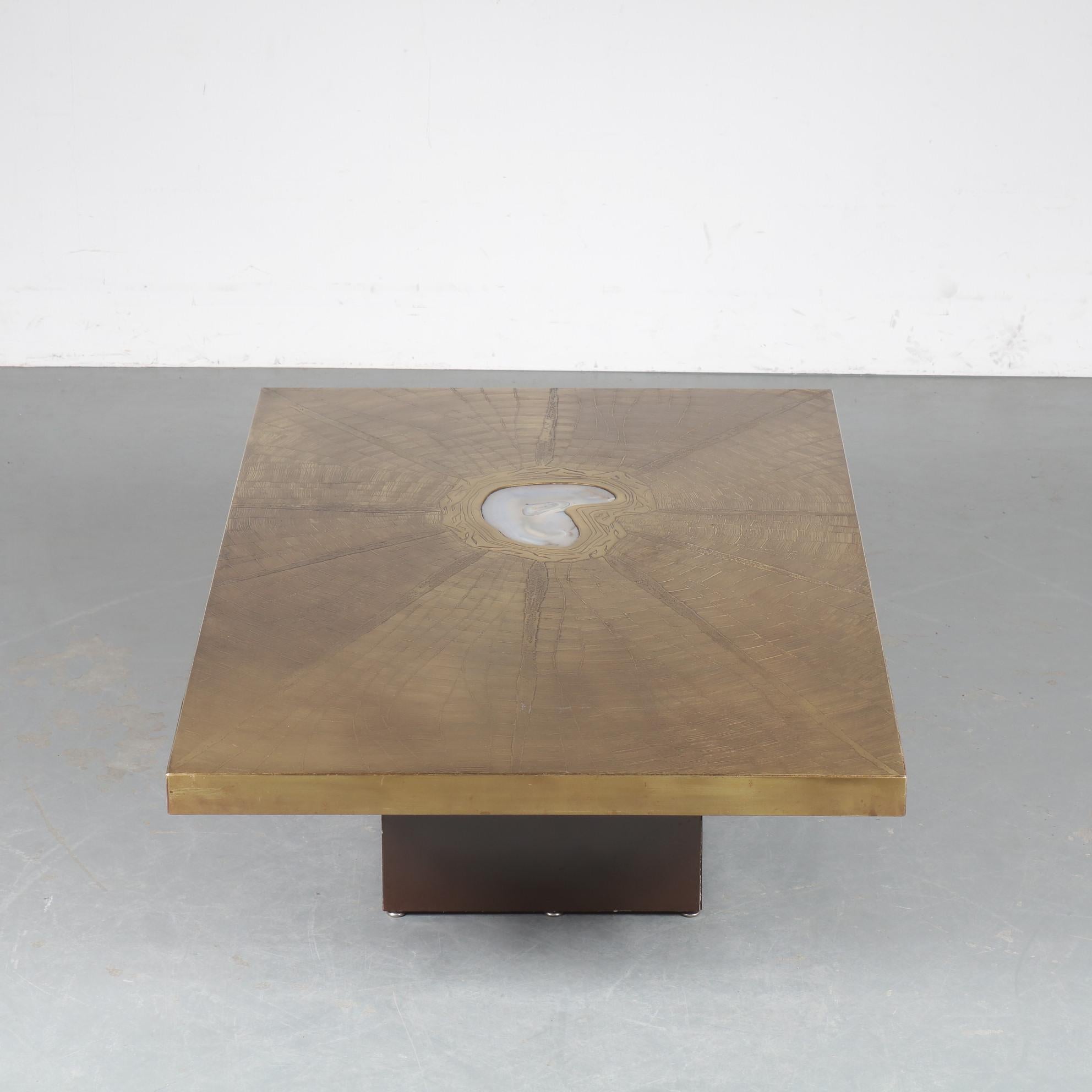 Late 20th Century Brass Coffee Table by Paco Rabanne for Lova Creation, Belgium 1970
