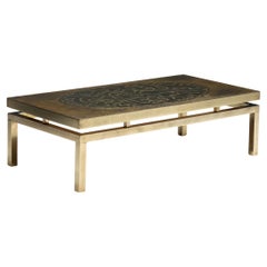 Mesa baja de latón de Willy Daro, Bélgica, años 70