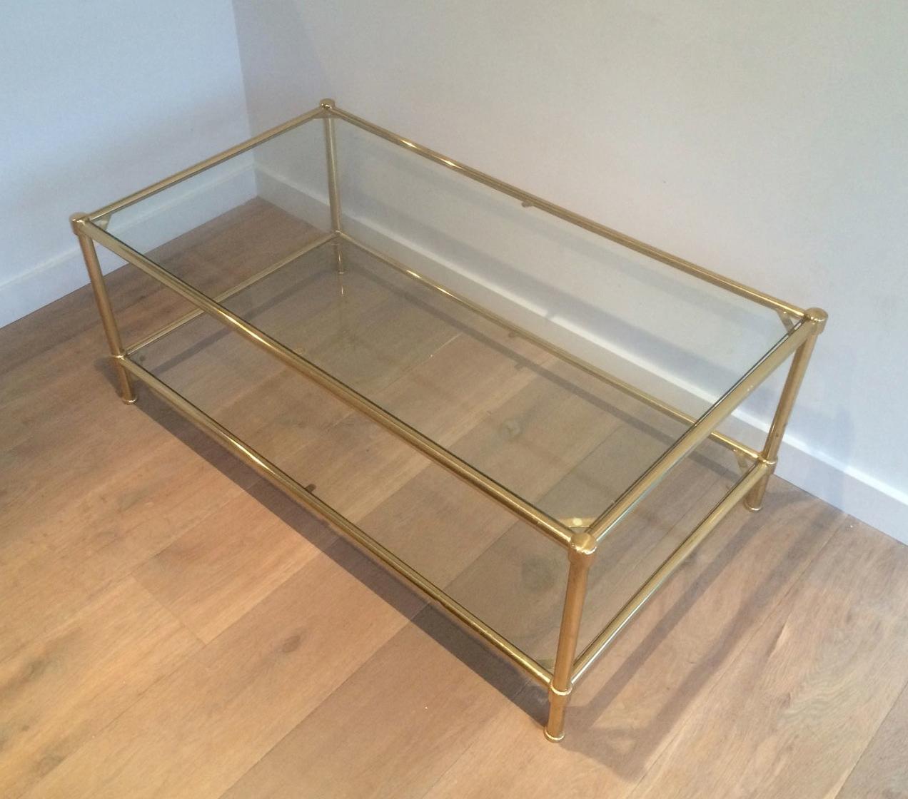 French Brass Coffee Table, circa 1960