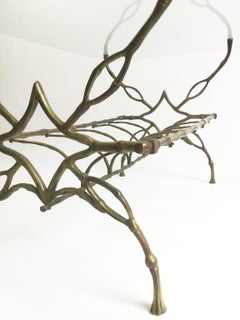 1950s Coffee Table Attributed to Maison Baguès in Imitation Bamboo