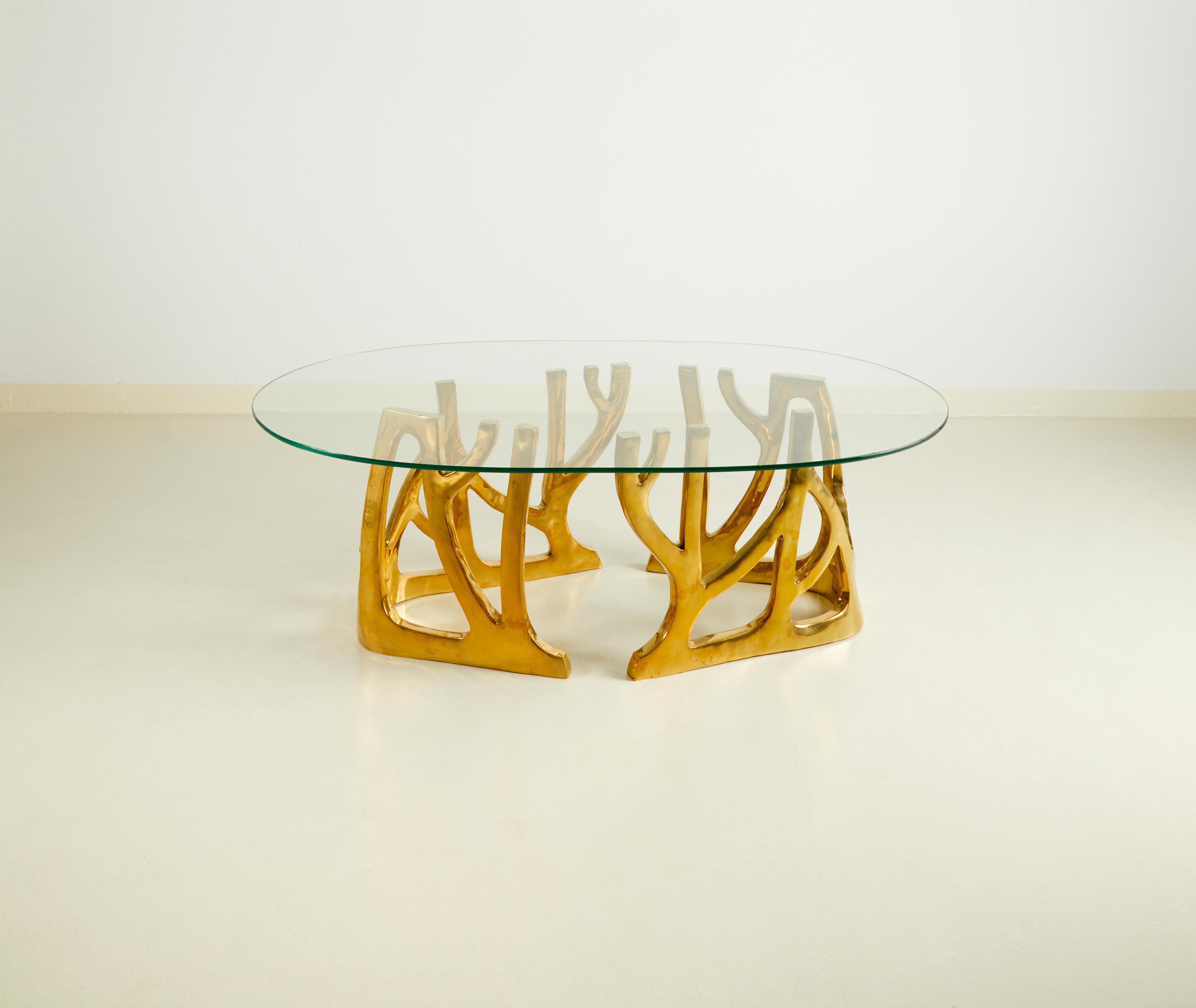 Post-Modern Brass Coffee Table, Galaxy, Misaya For Sale
