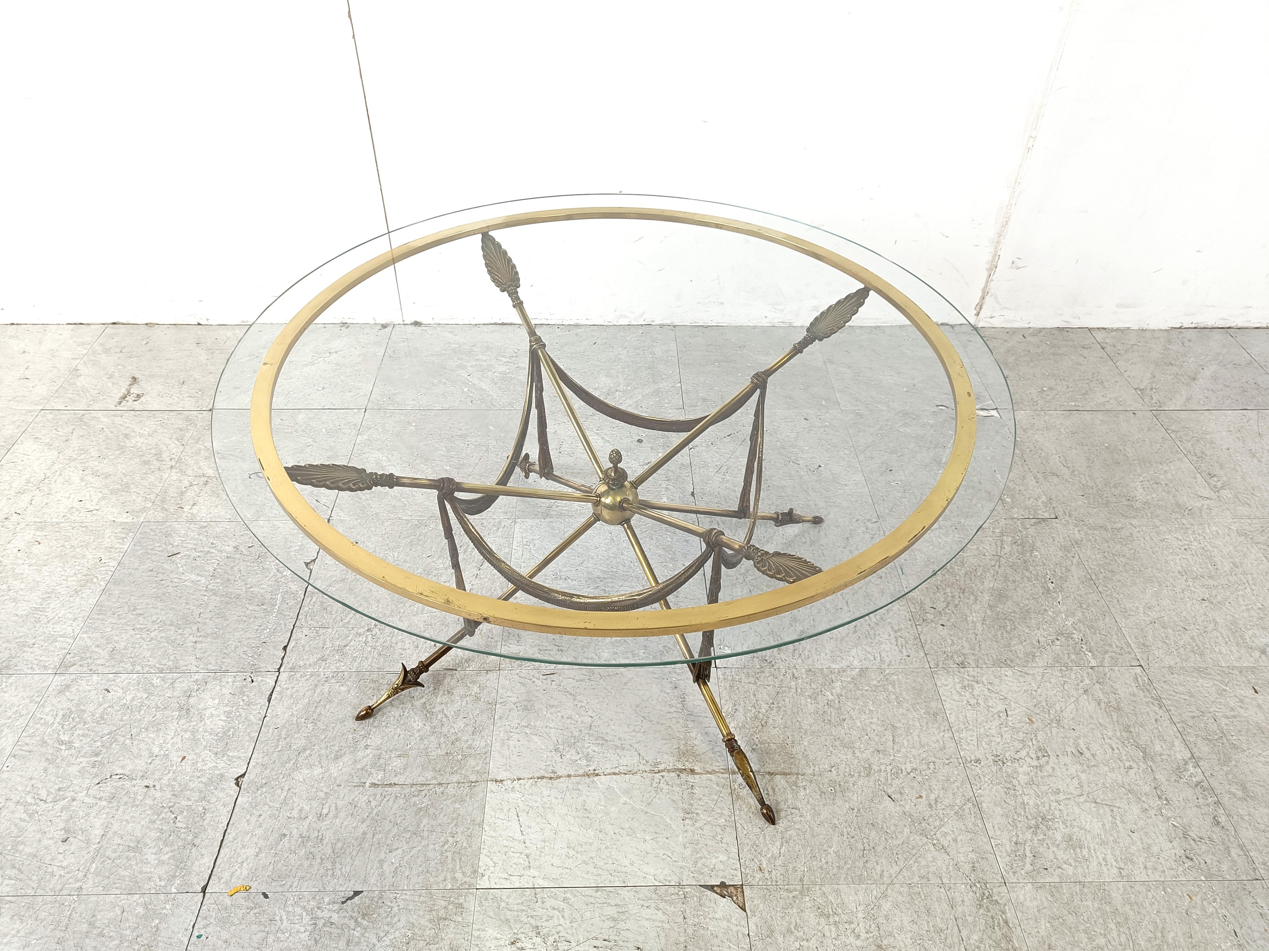 Neoclassical Brass coffee table in the manner of Maison Jansen, 1970s For Sale