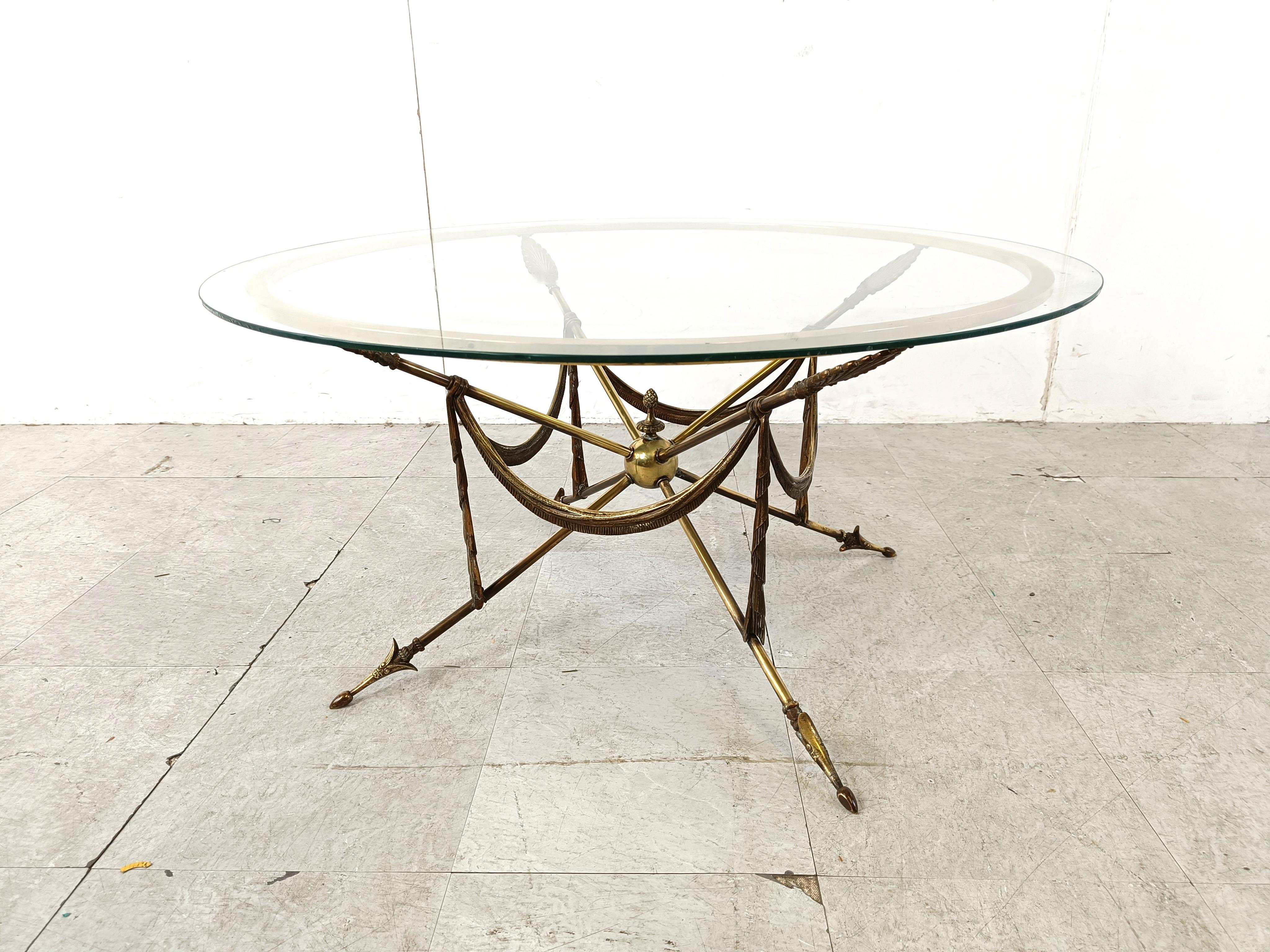 Brass coffee table in the manner of Maison Jansen, 1970s In Good Condition For Sale In HEVERLEE, BE
