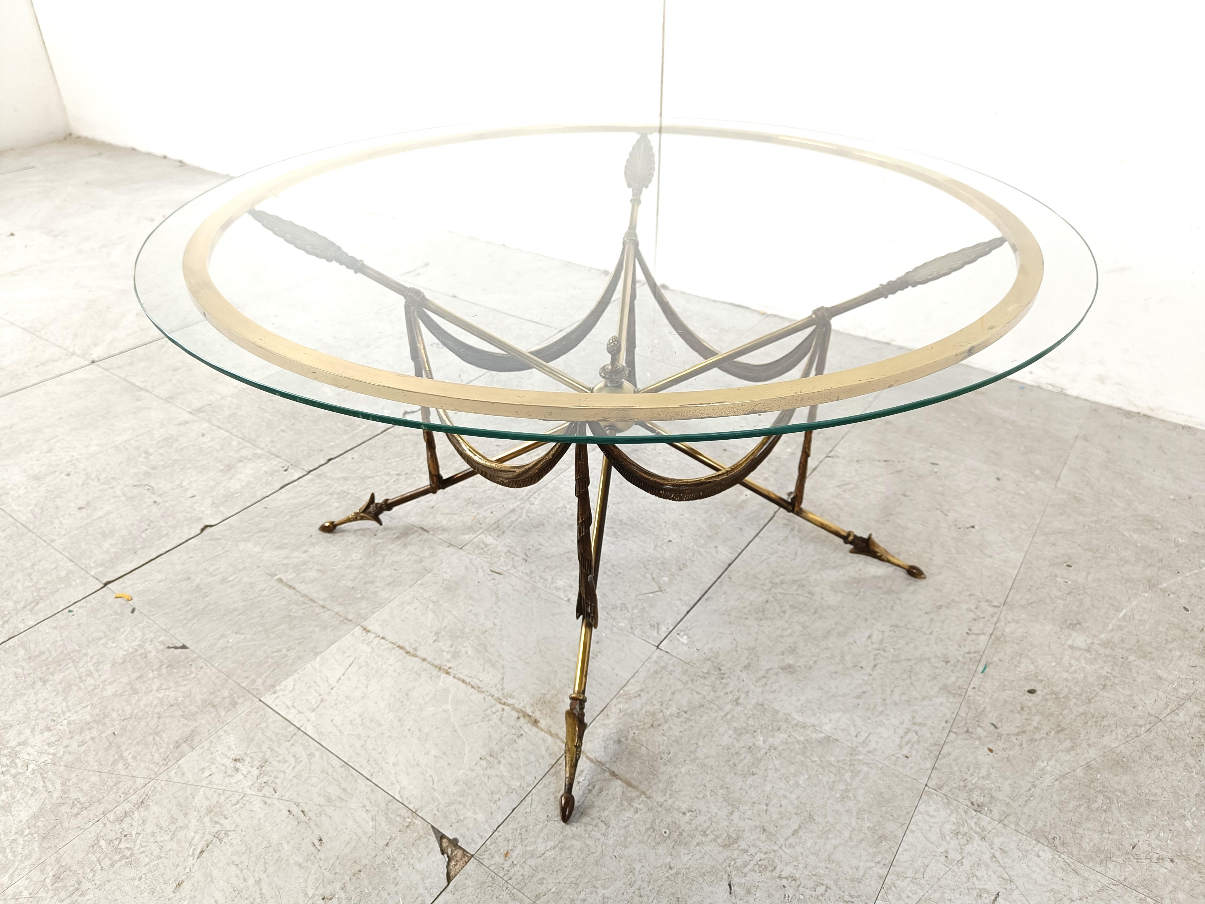 Brass coffee table in the manner of Maison Jansen, 1970s For Sale 1