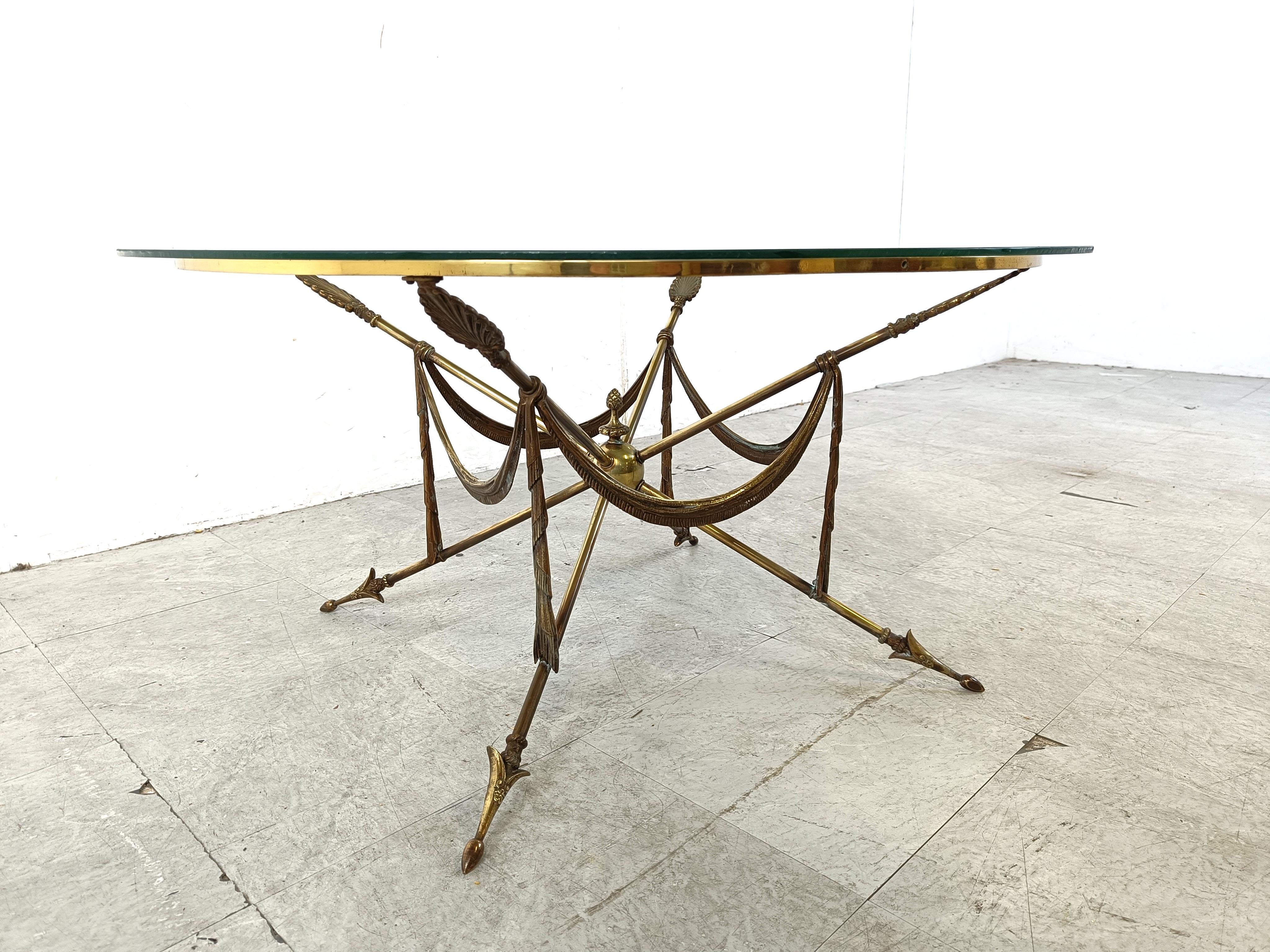 Brass coffee table in the manner of Maison Jansen, 1970s For Sale 2