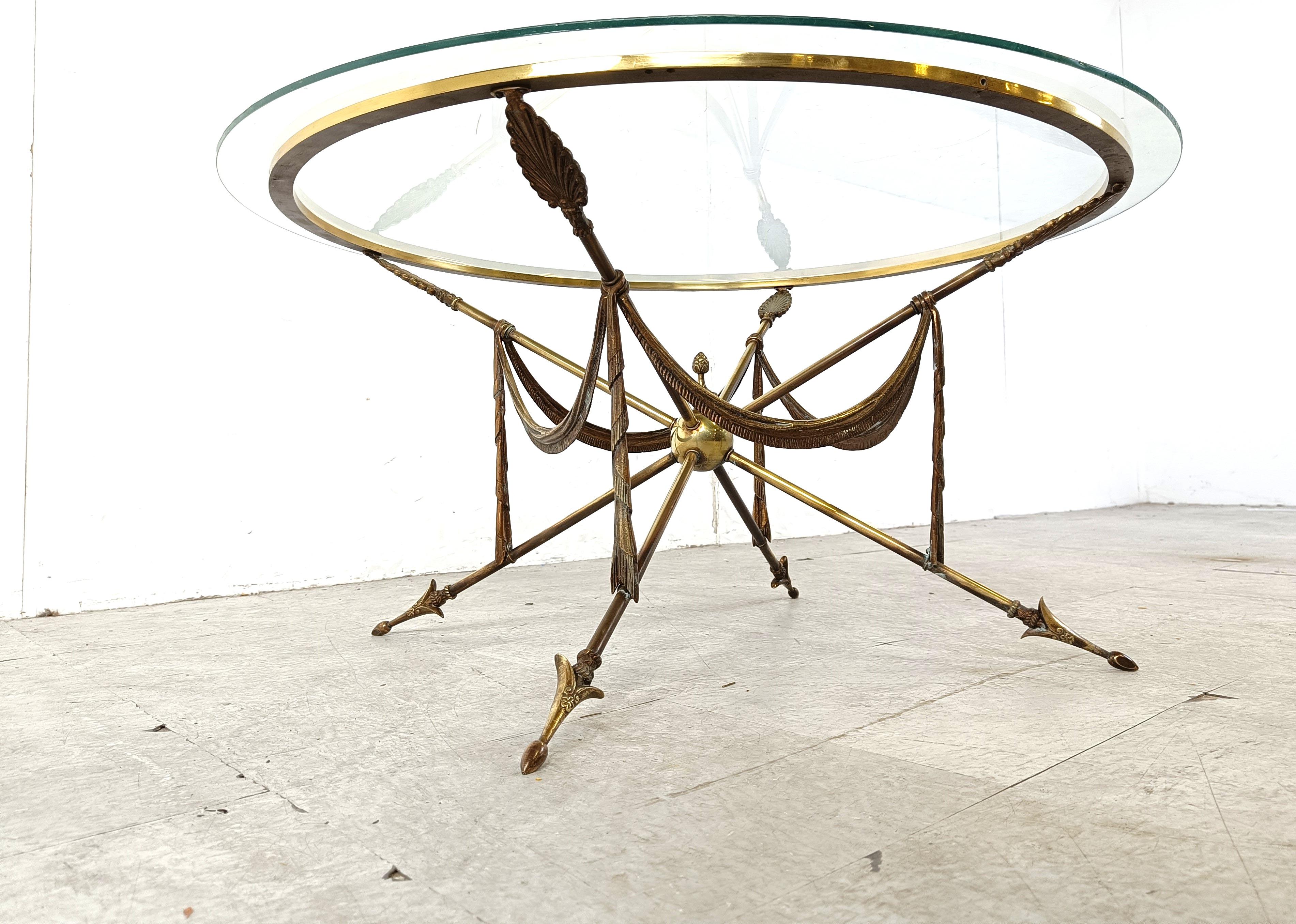 Brass coffee table in the manner of Maison Jansen, 1970s For Sale 3
