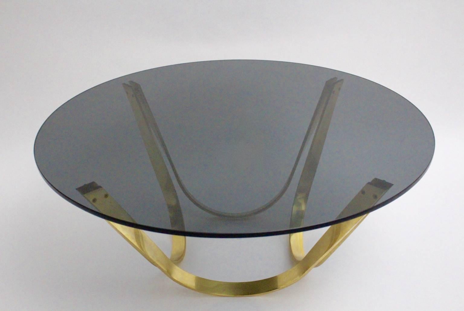 Mid Century Modern Brassed Metal Vintage Coffee Table Sofa Table 1960s In Good Condition For Sale In Vienna, AT