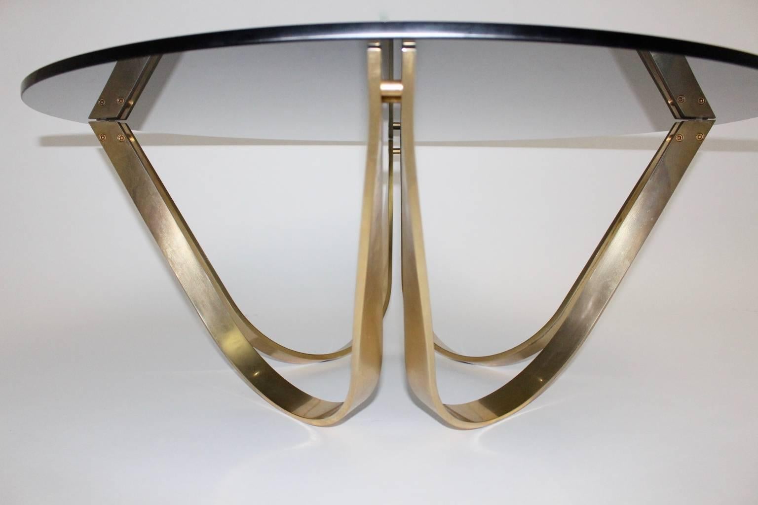 Mid Century Modern Brassed Metal Vintage Coffee Table Sofa Table 1960s For Sale 1