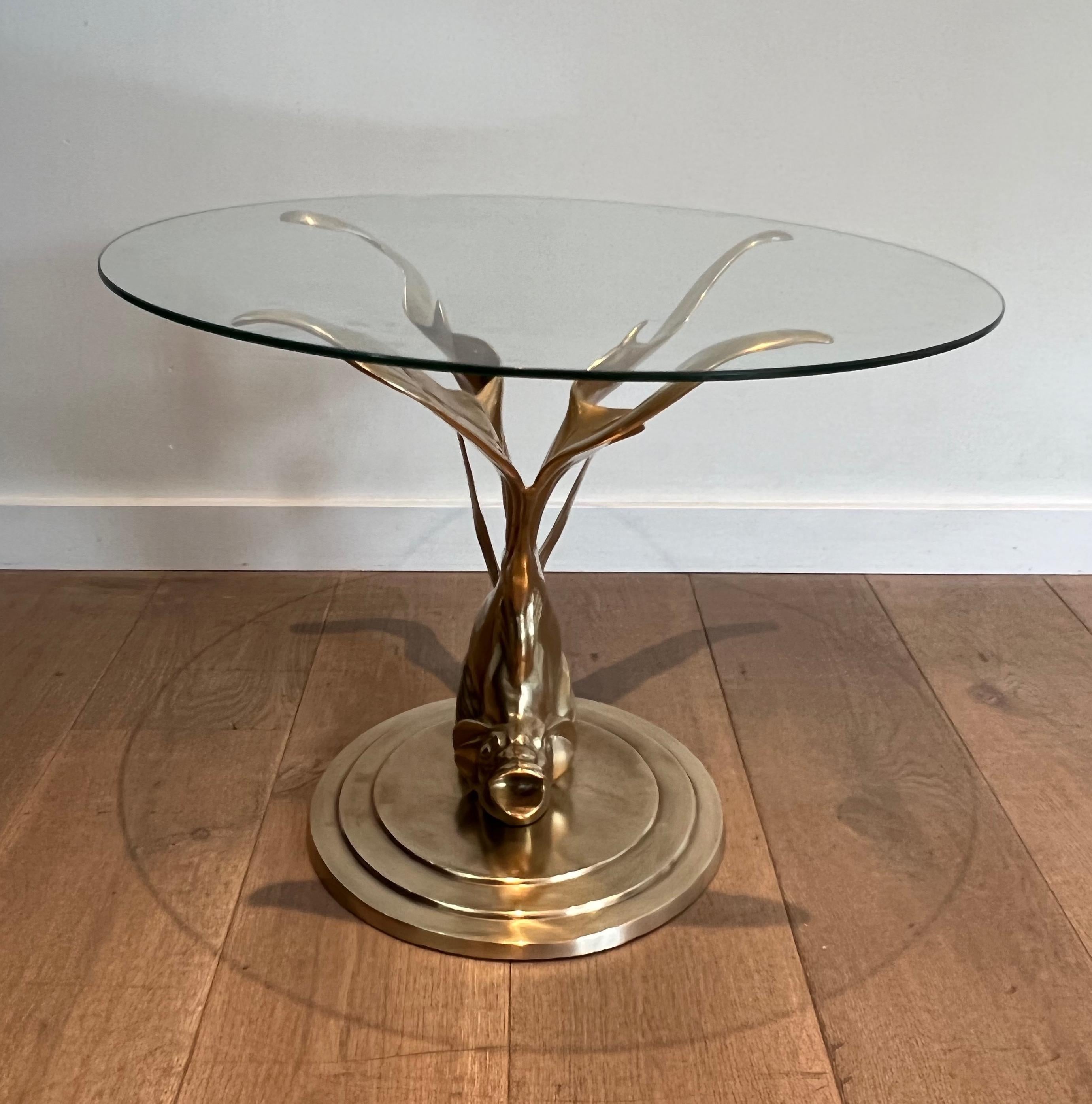 Brass Coffee Table representing a Fish For Sale 8