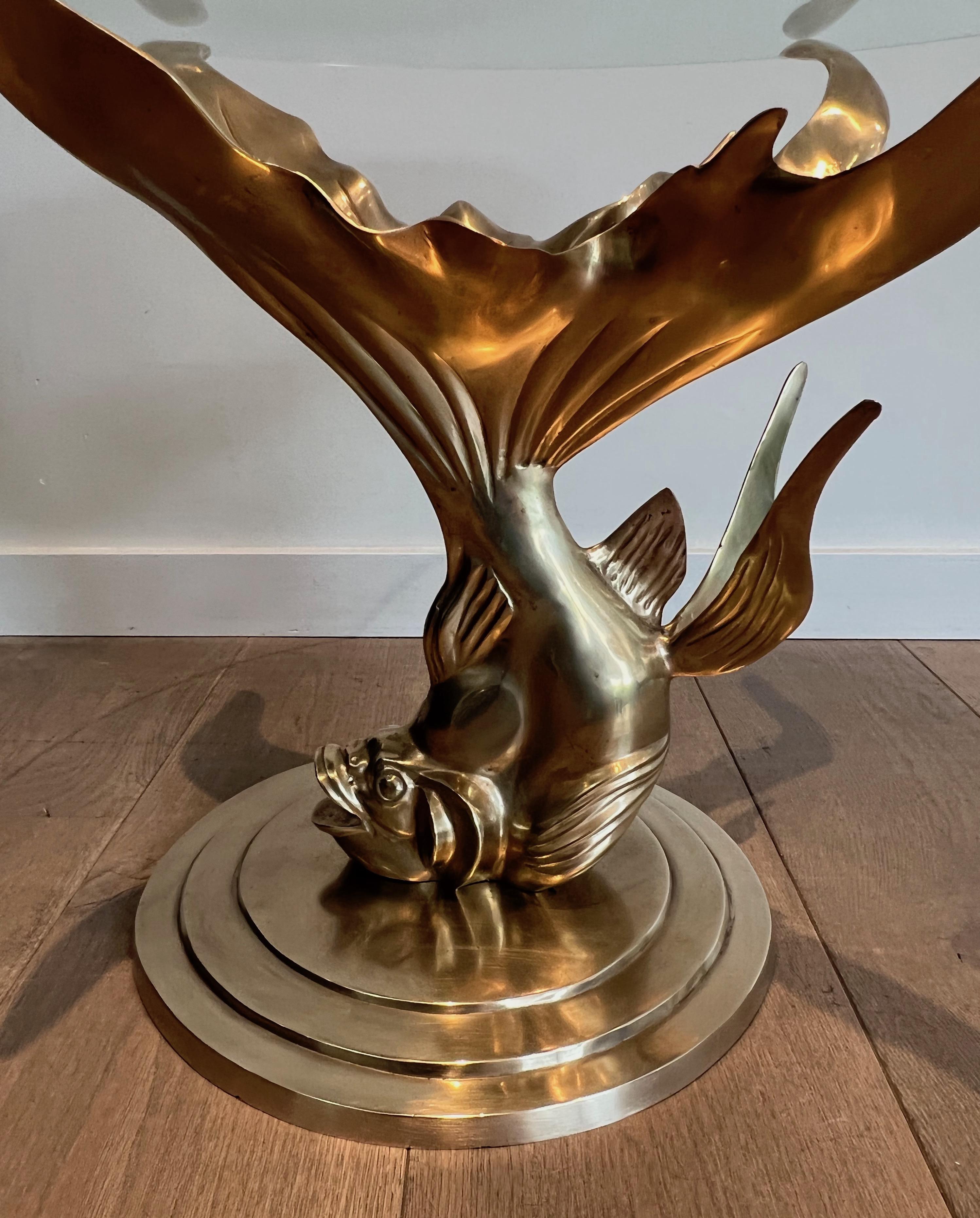 Brass Coffee Table representing a Fish For Sale 13