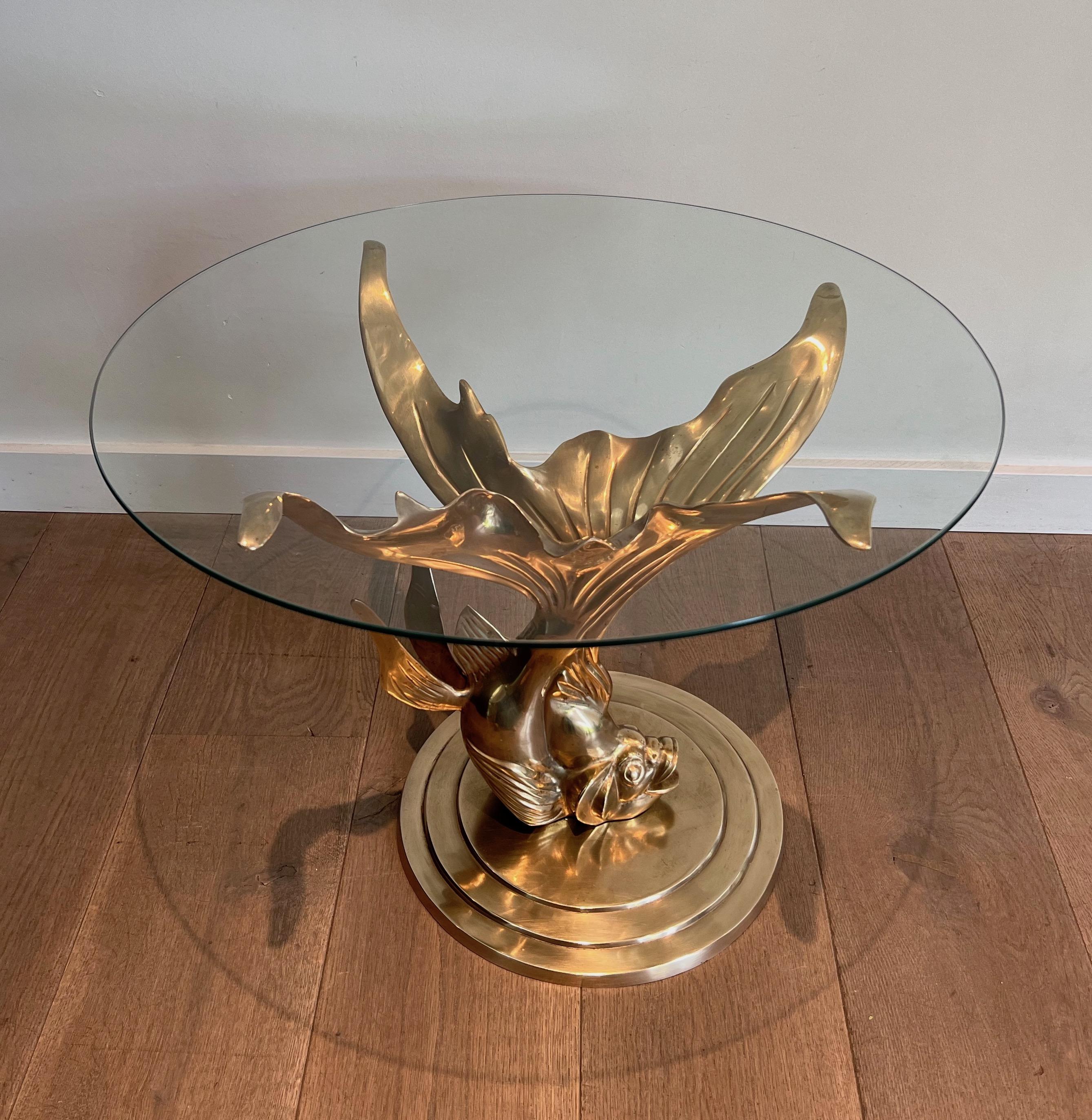 Brass Coffee Table representing a Fish. Very good quality. French work. Circa 1970