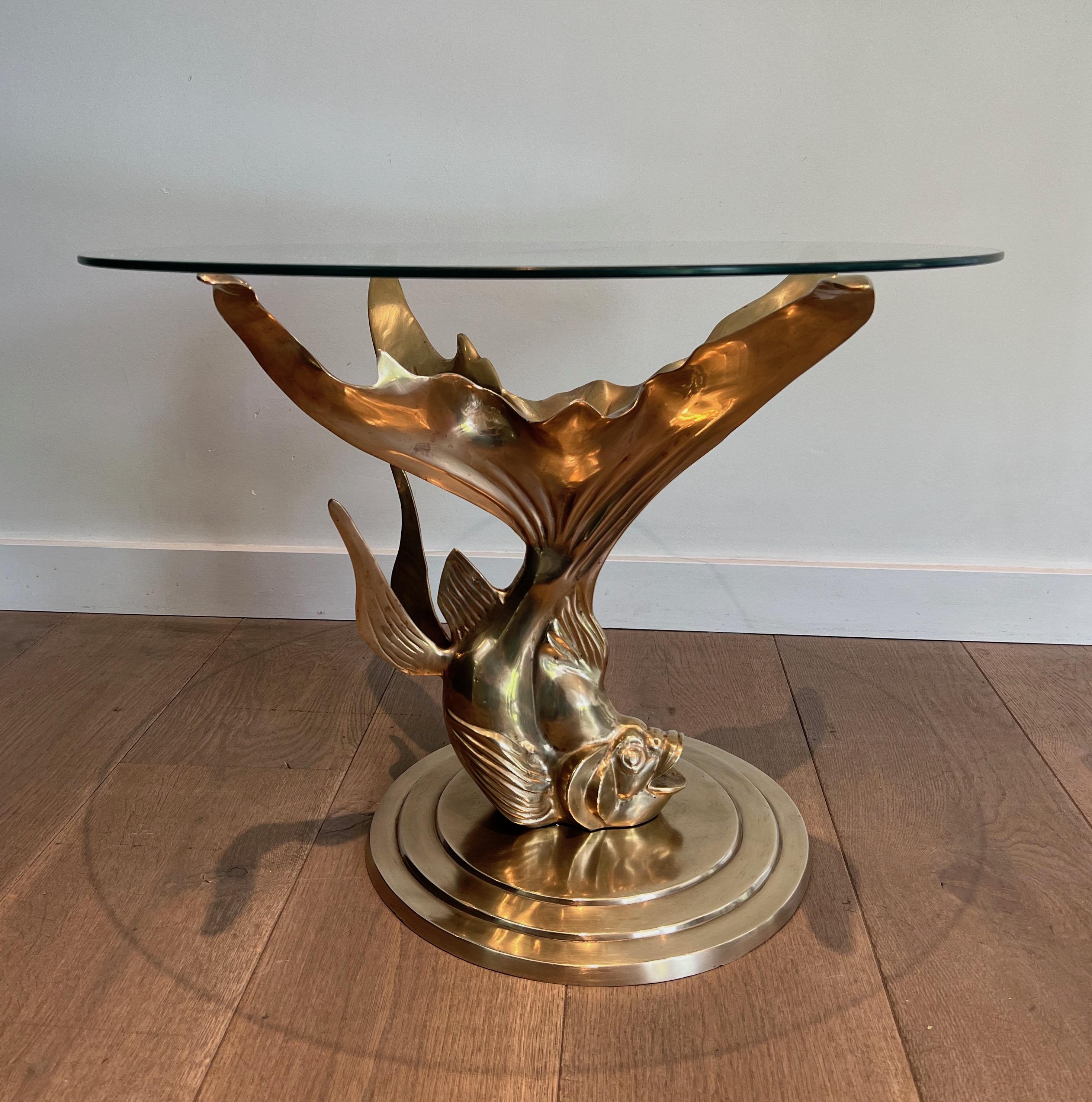 French Brass Coffee Table representing a Fish For Sale