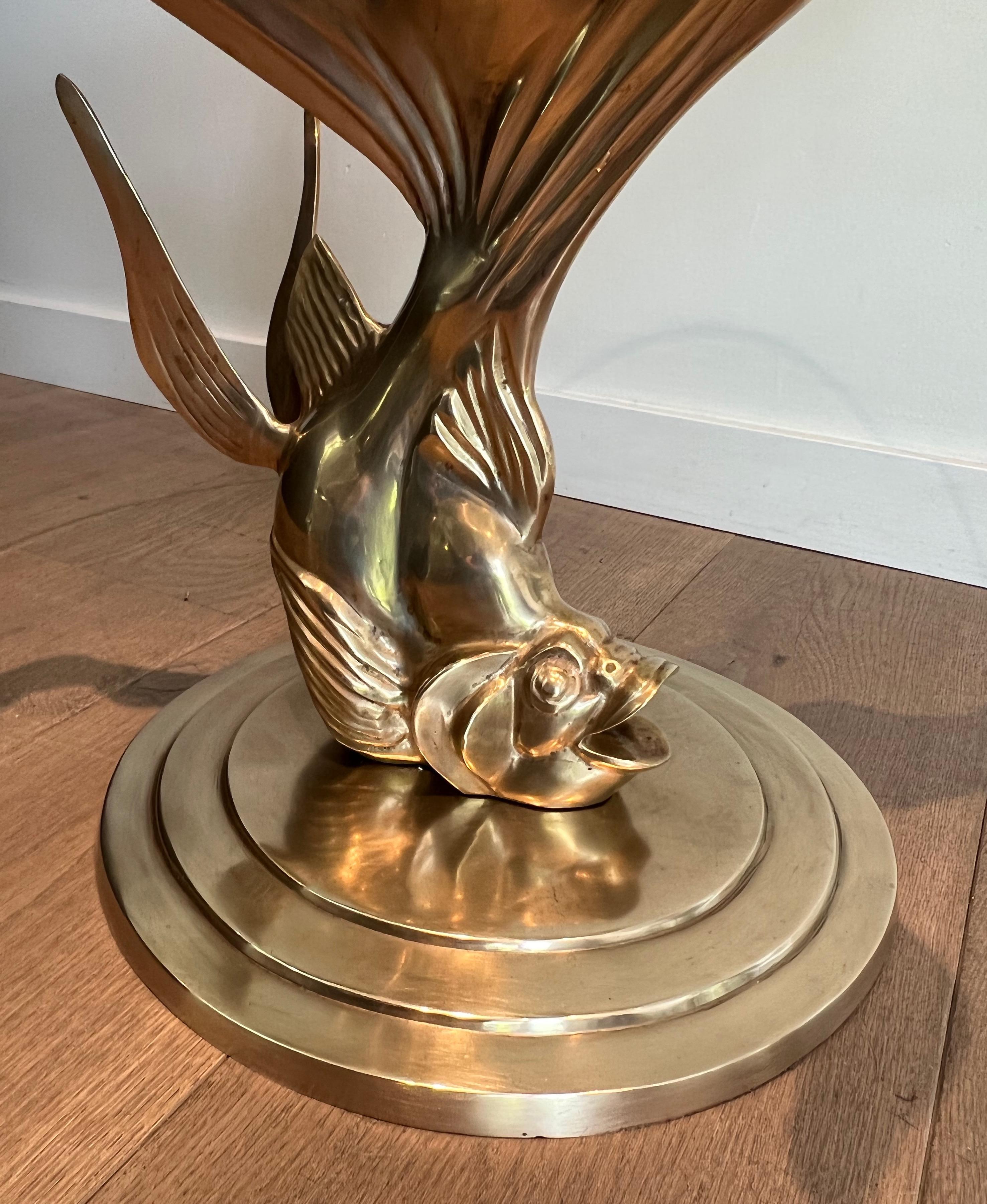 Late 20th Century Brass Coffee Table representing a Fish For Sale