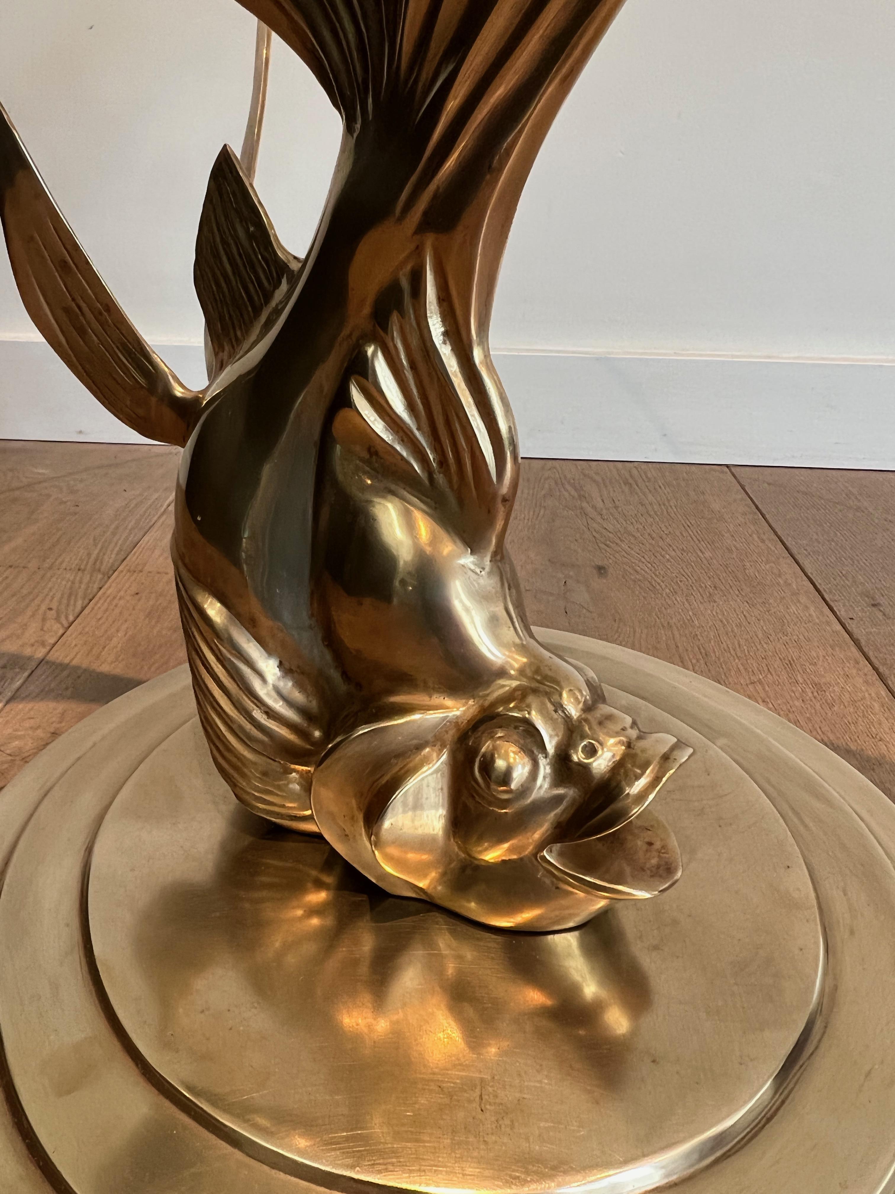 Brass Coffee Table representing a Fish For Sale 1