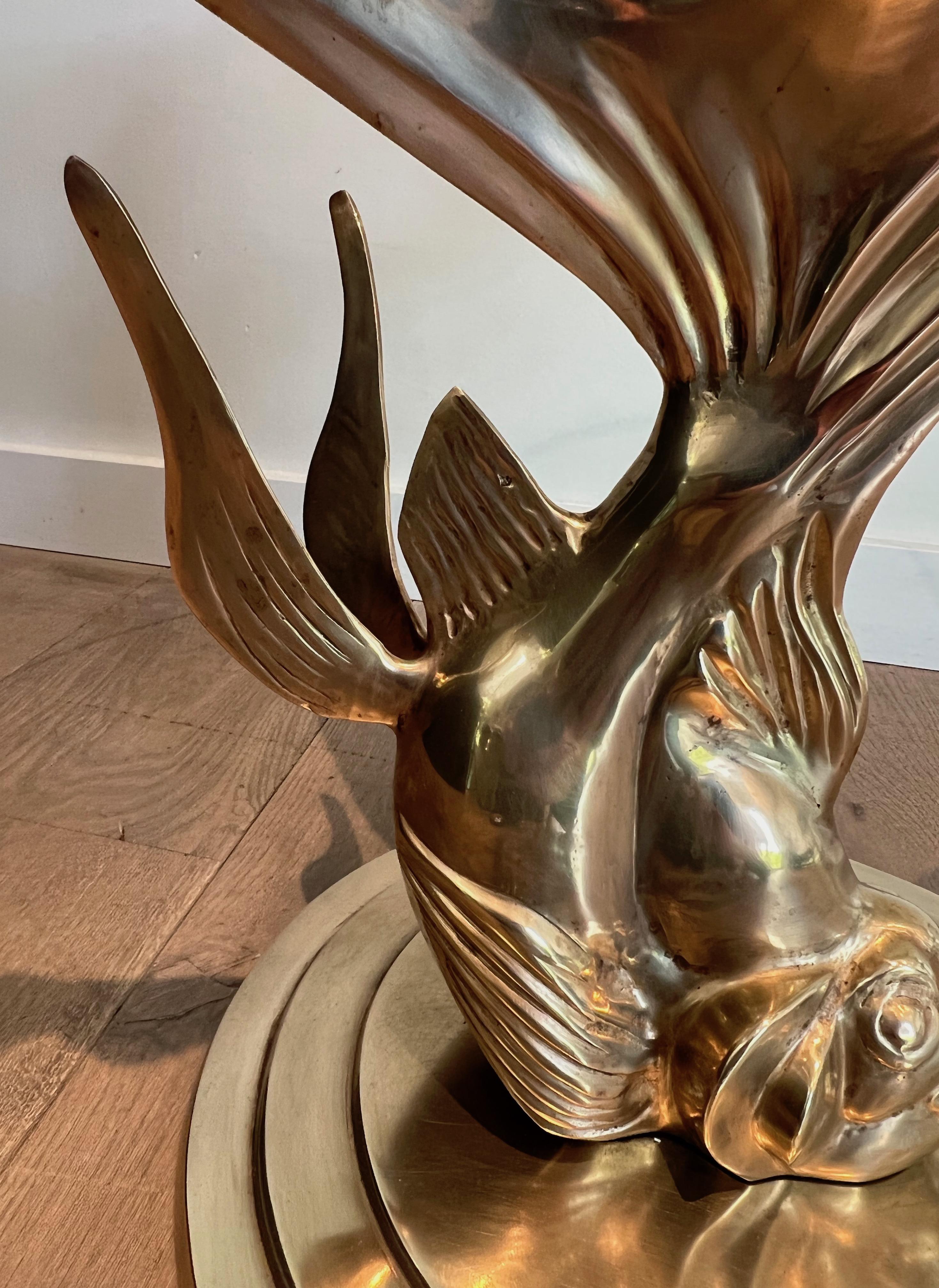 Brass Coffee Table representing a Fish For Sale 4