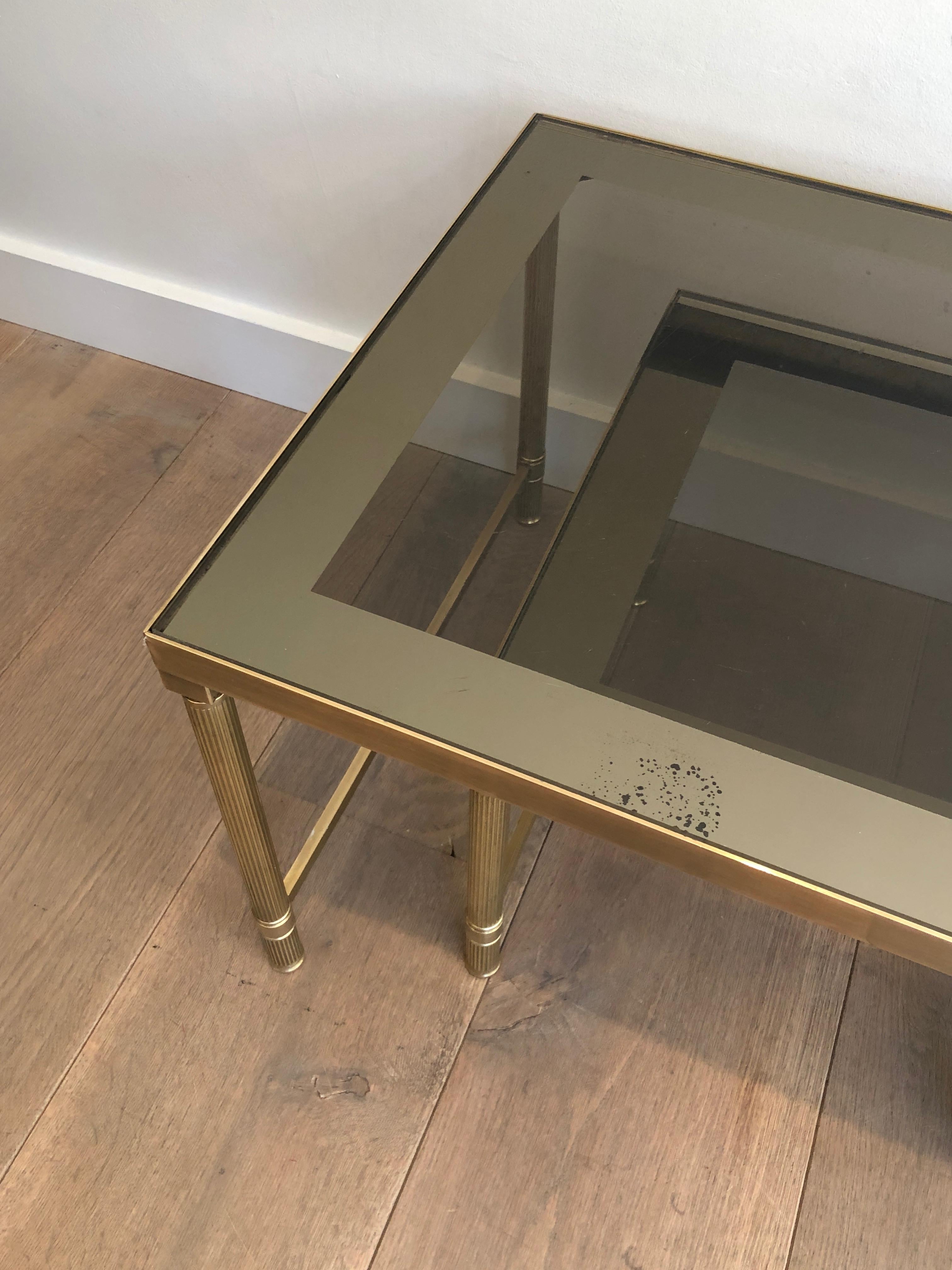 Brass Coffee Table with 2 Nesting Tables That Can Be Used as Side Tables For Sale 1