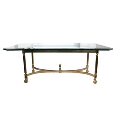 Brass Coffee Table with a Glass Top