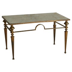 Brass Coffee Table with Antiqued Mirror Top, France 1960s Brass Coffee Table with Antiqued Mirror Top, France 1960s